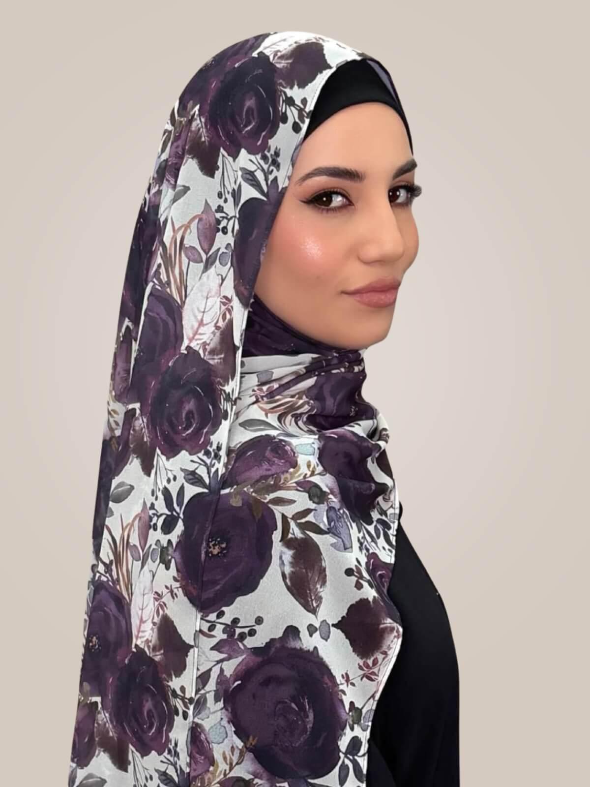 Printed Chiffon Hijab-Plum Orchid