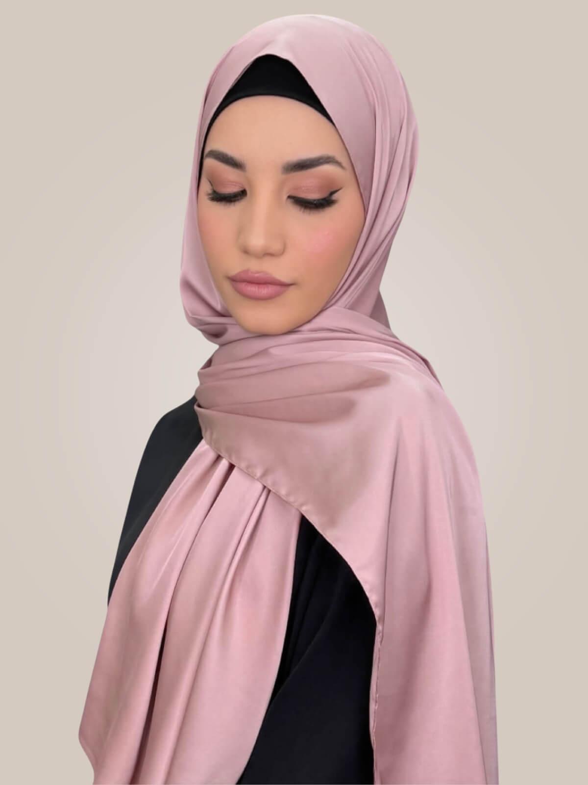 Premium Satin Hijab-Truffle Rose