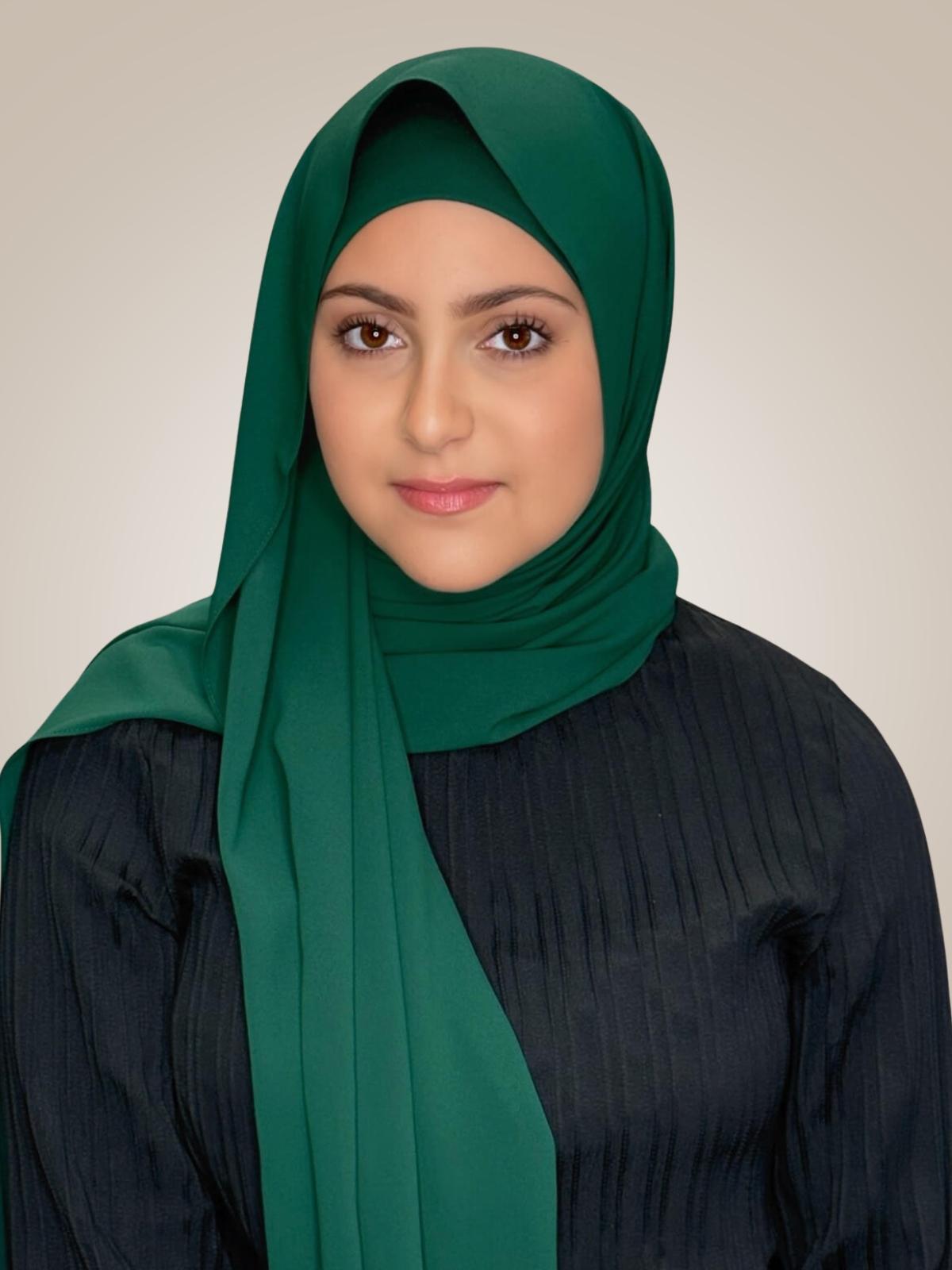 Modish Girl Matching Chiffon Hijab Set-Deep Green