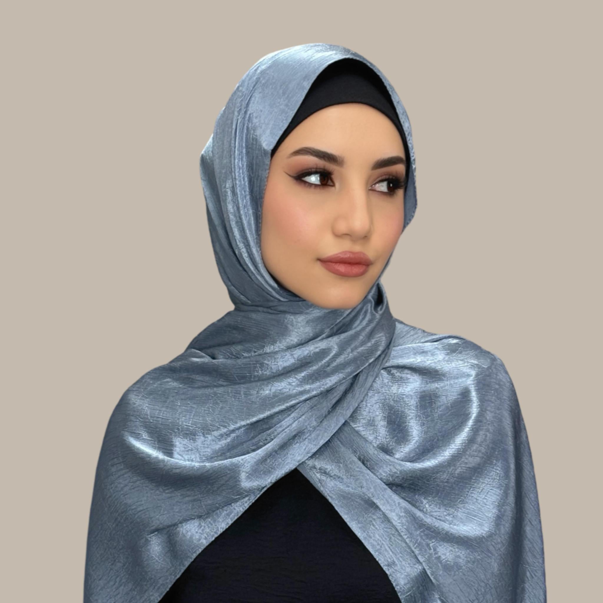 Classic Satin Hijab-Jean Blue