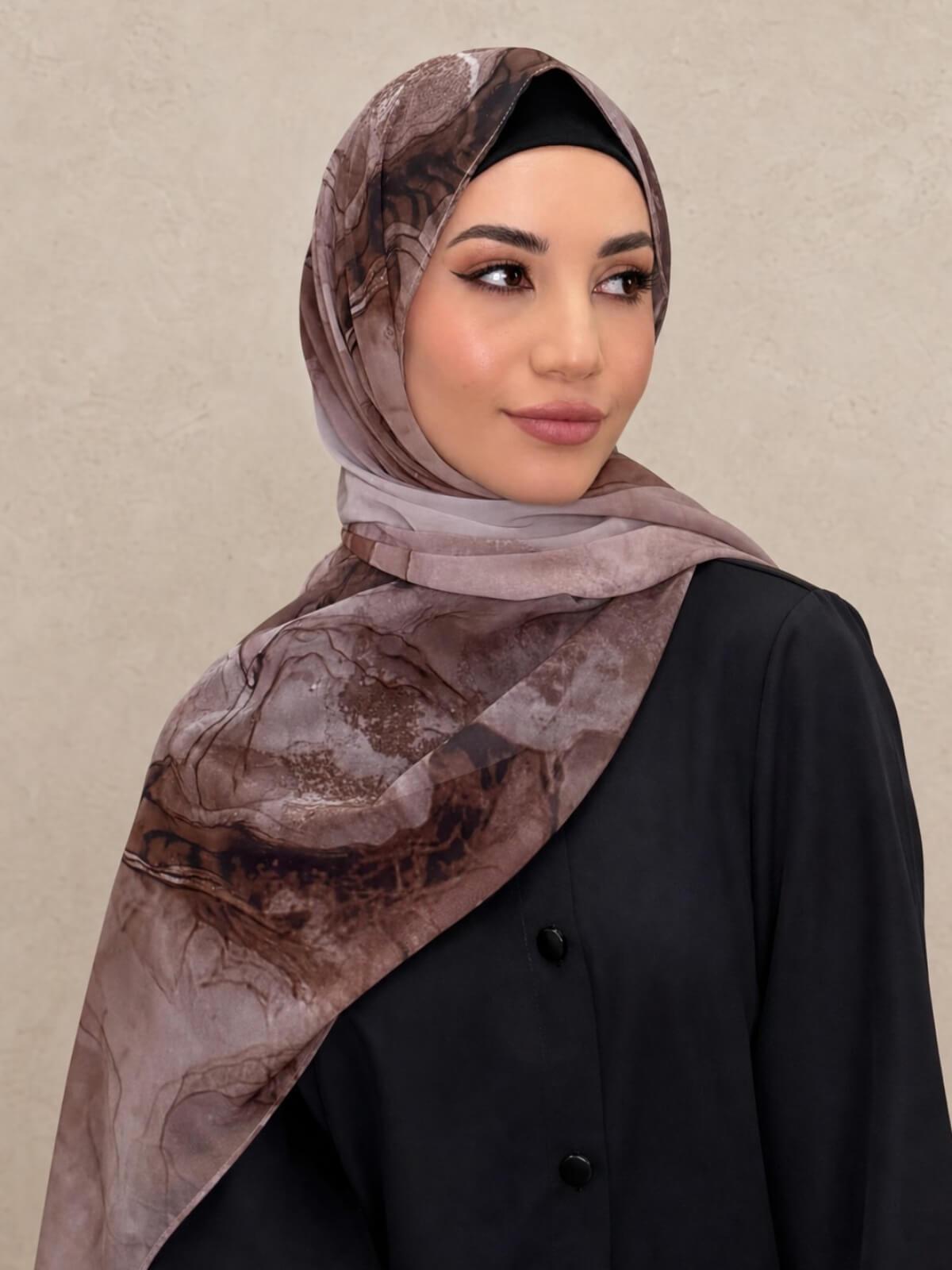 Printed Chiffon Hijab-Desert Dust