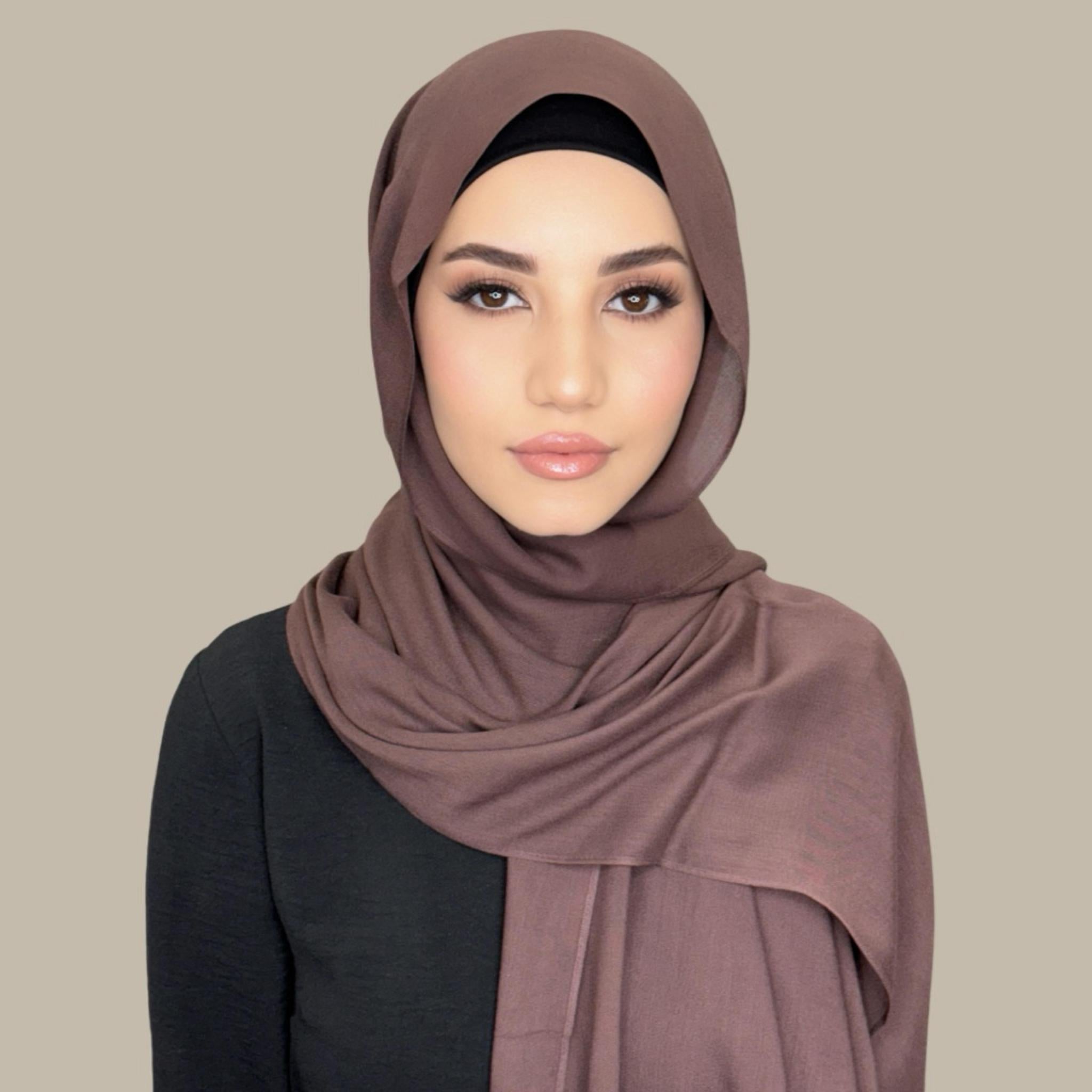 Cotton Modal Hijab-Raisin Brown