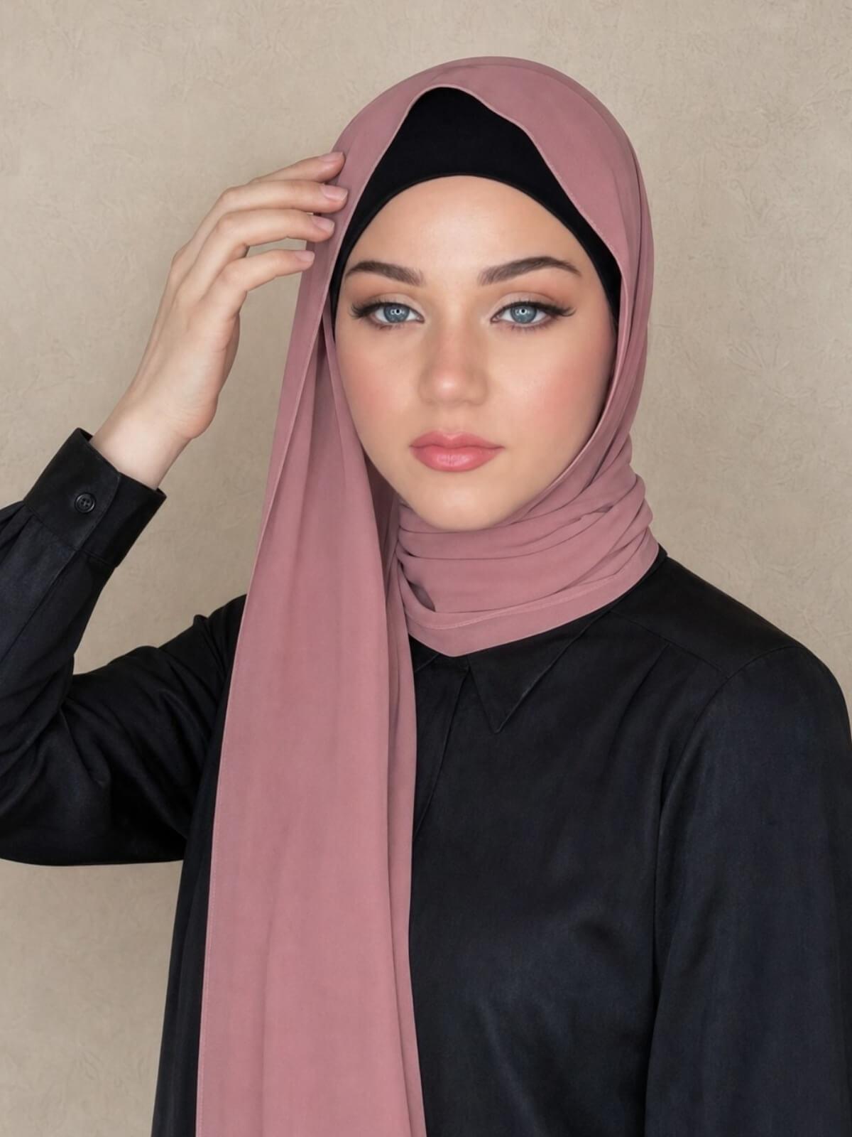 Luxury Chiffon Hijab- Rosey Brown