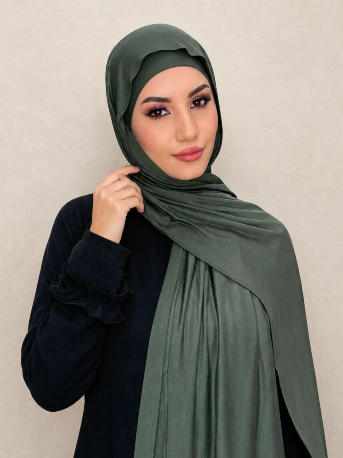 Premium Jersey Hijab-Army Green