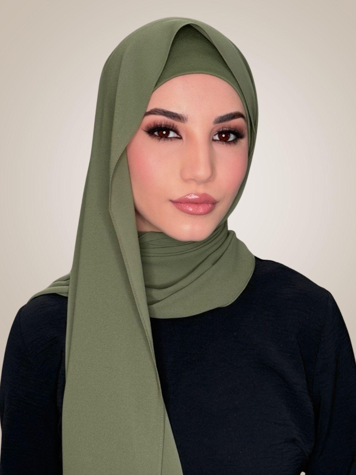 Matching Chiffon Hijab Set-Dusty Olive
