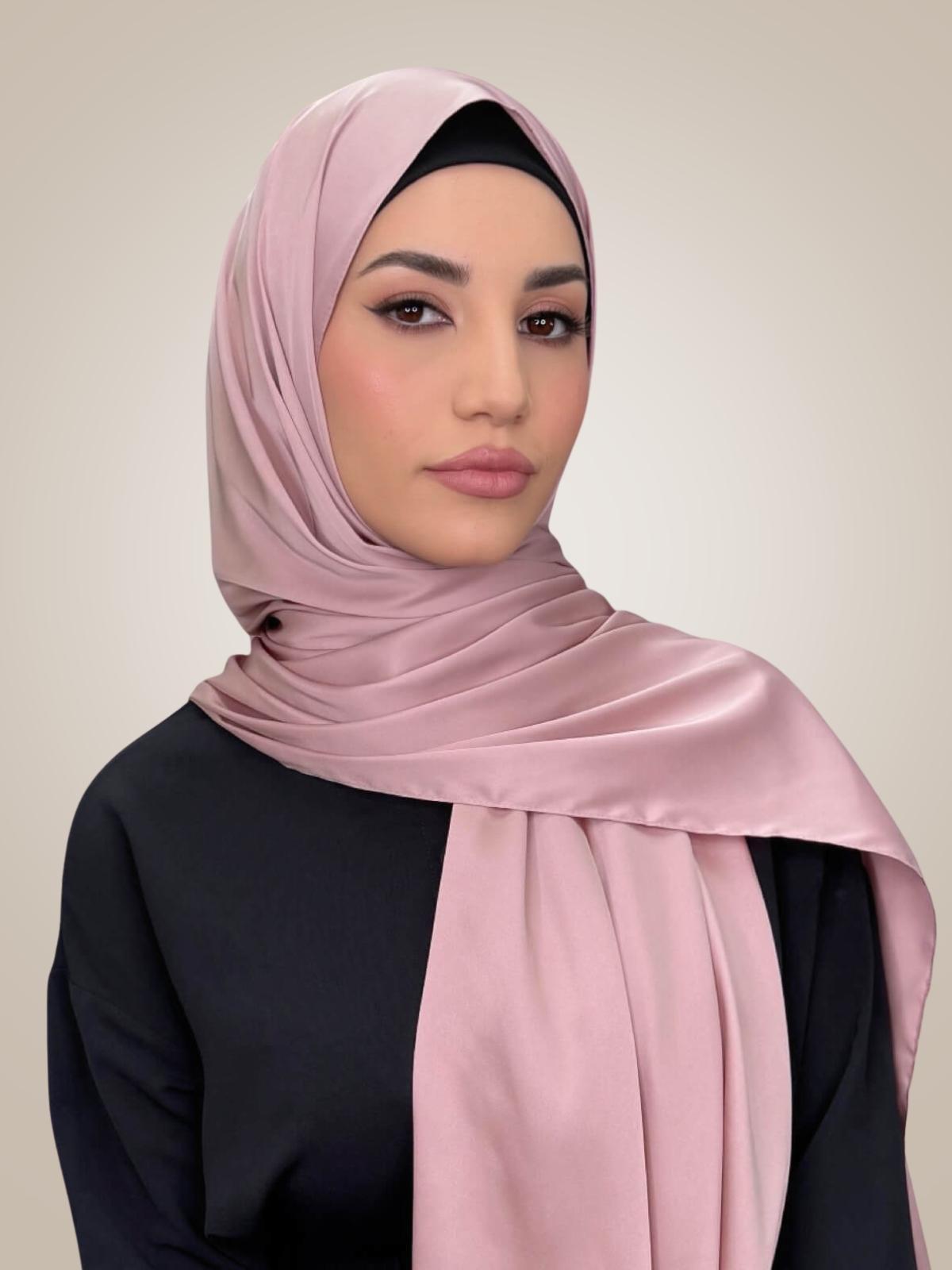 Premium Satin Hijab-Truffle Rose