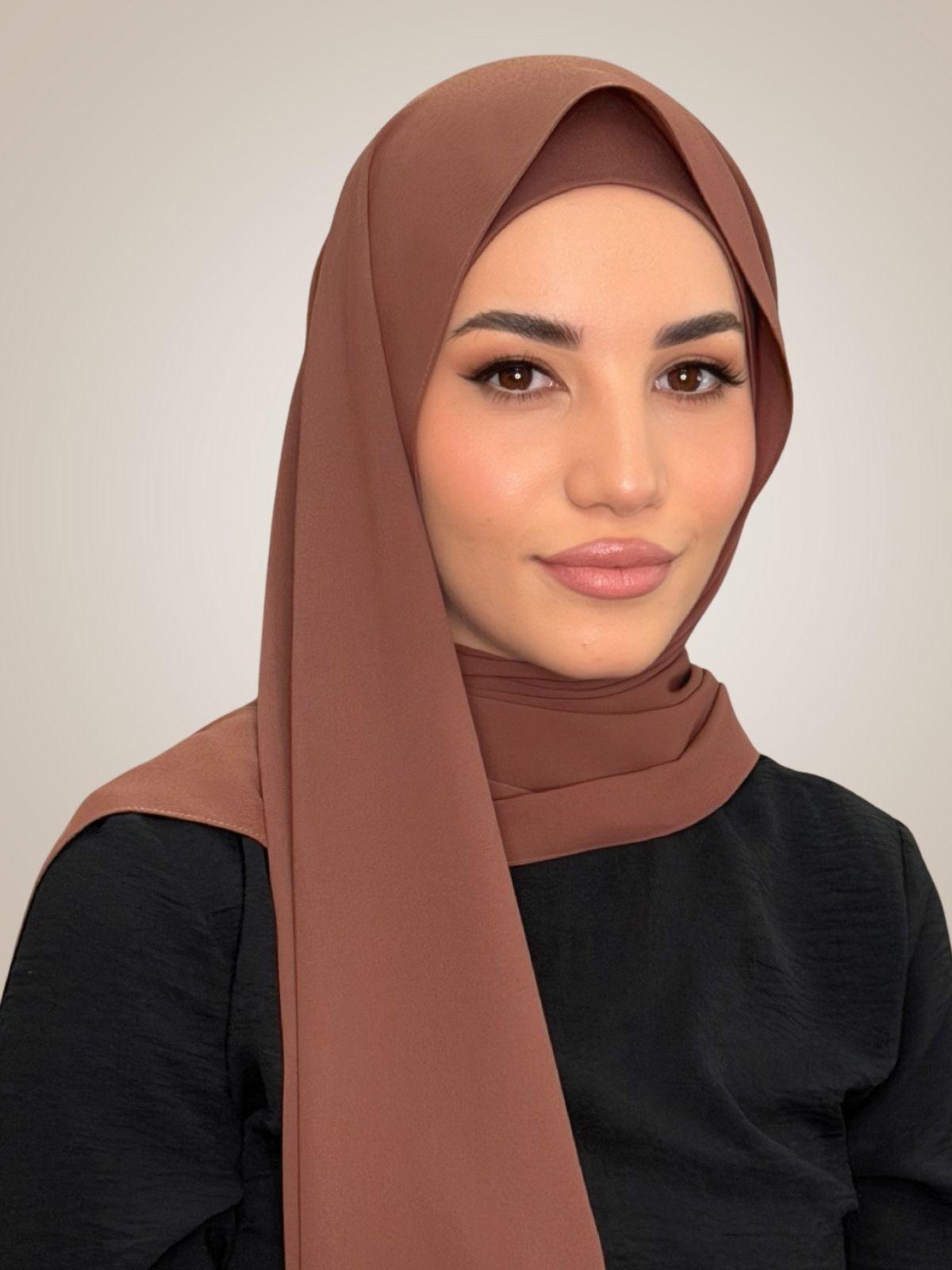 Matching Chiffon Hijab Set-Burnt Redwood