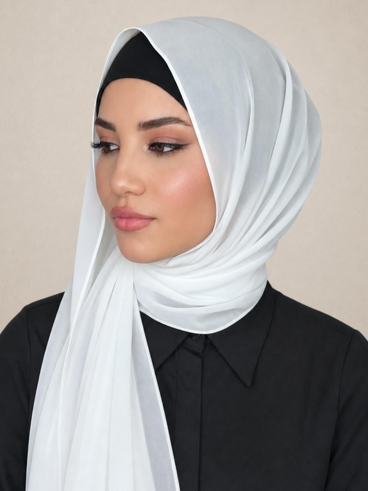 Luxury Chiffon Hijab-Pearl White
