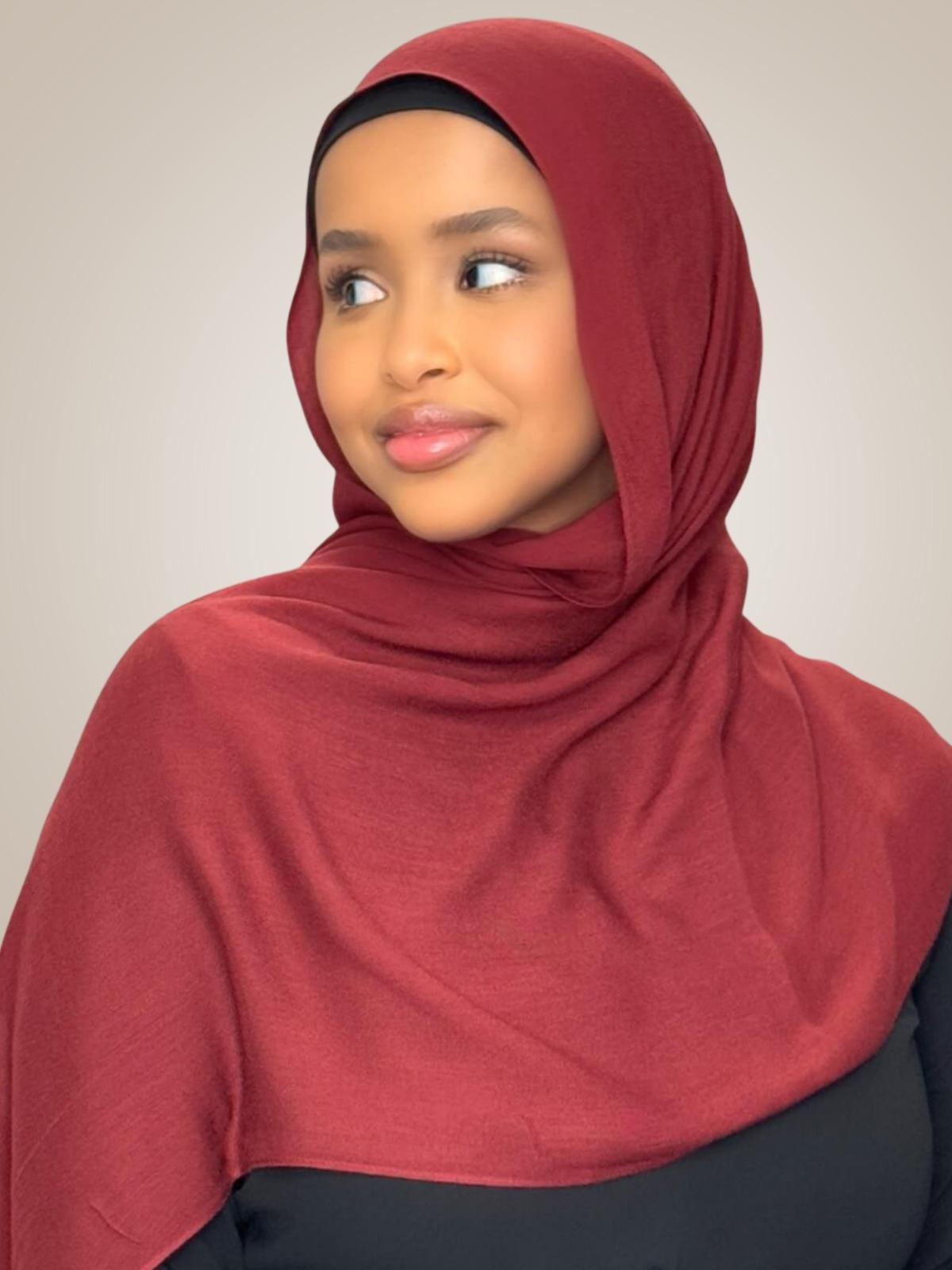Cotton Modal Hijab-Jam Red