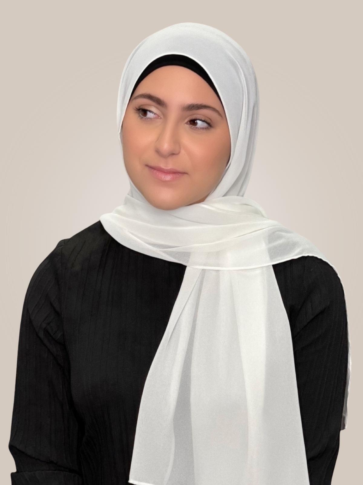 Modish Girl Luxury Chiffon Hijab-Floral White