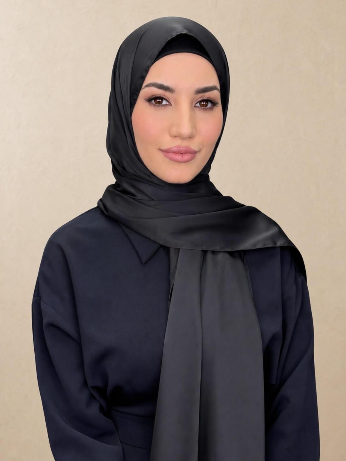 Premium Satin Hijab-Coal