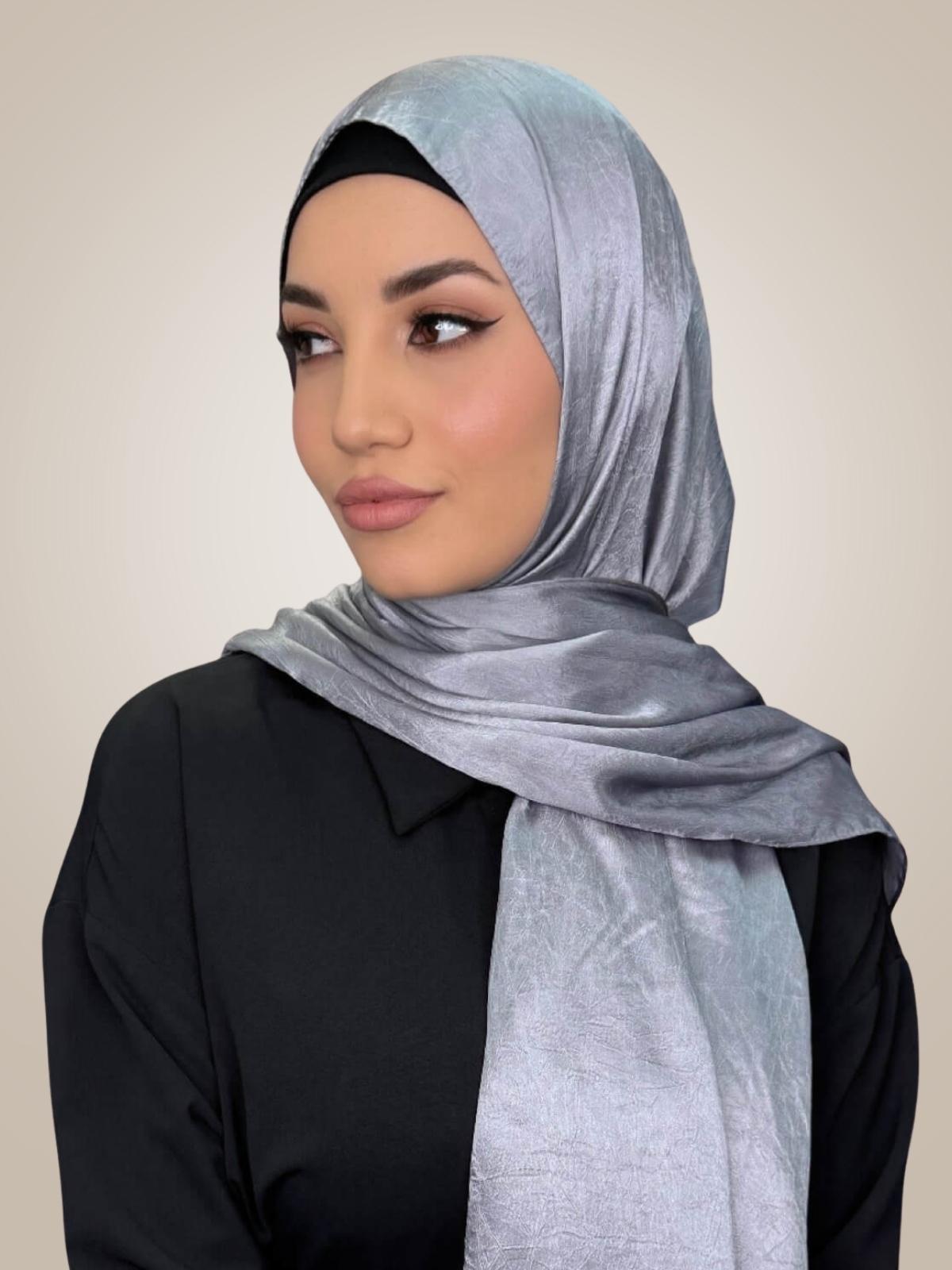 Classic Satin Hijab-Slate Dove Grey