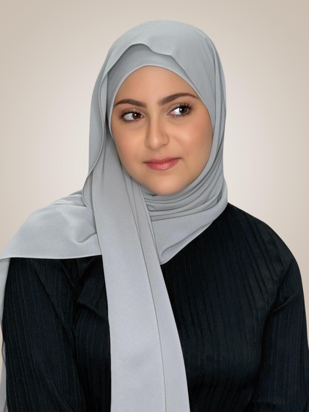 Modish Girl Matching Chiffon Hijab Set-Dolphin Gray
