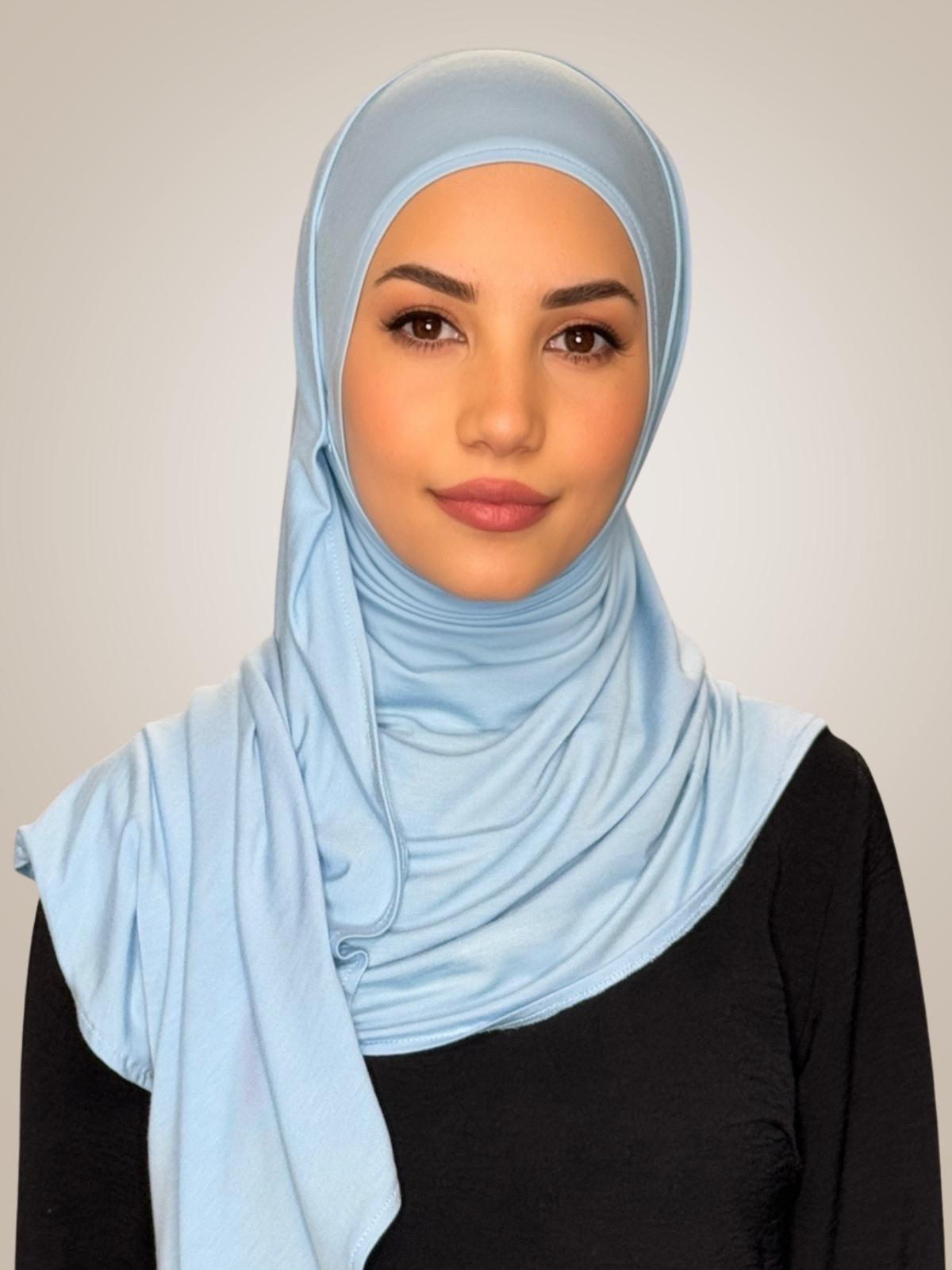 Pre-Sewn Jersey Hijab-Baby Blue
