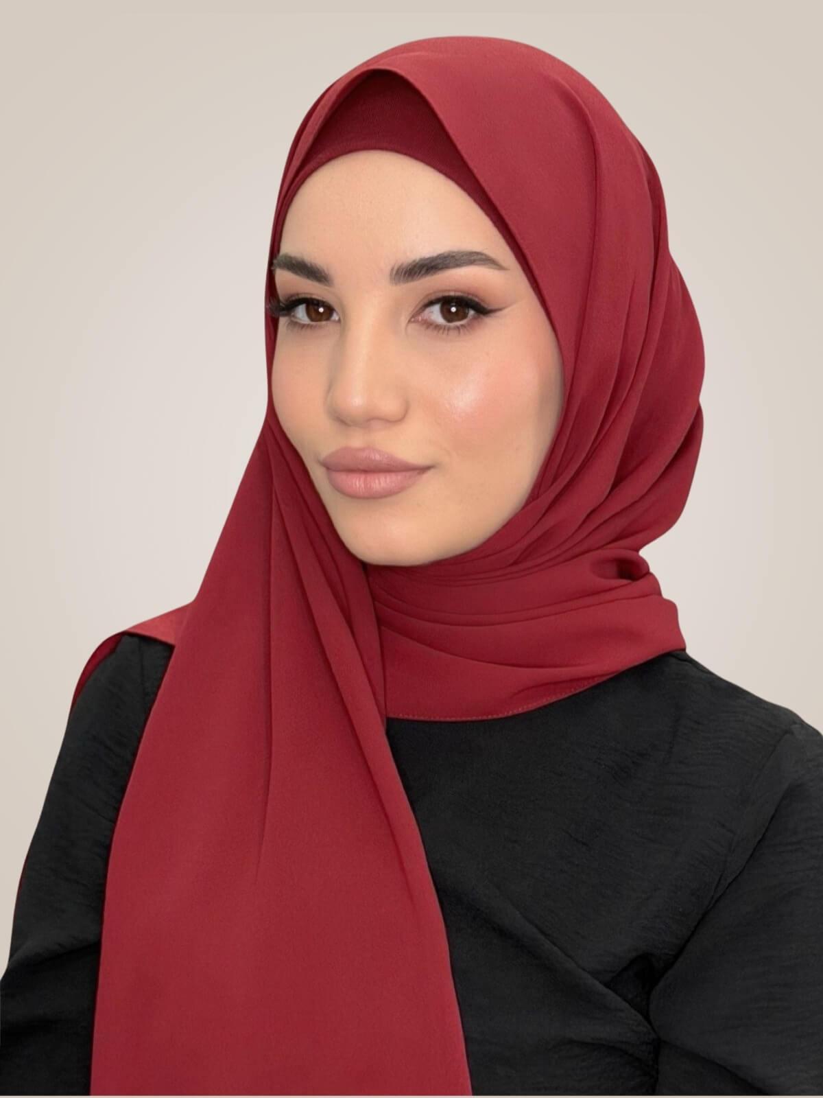 Matching Chiffon Hijab Set-Mahogany