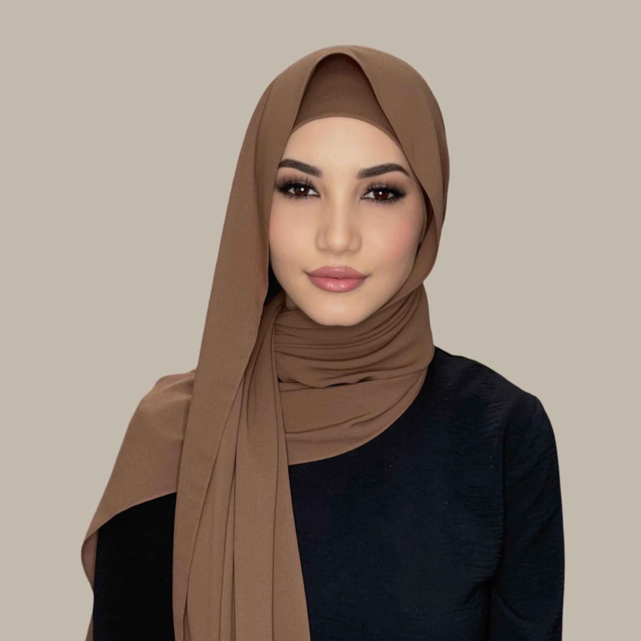 Matching Chiffon Hijab Set-Cinnamon