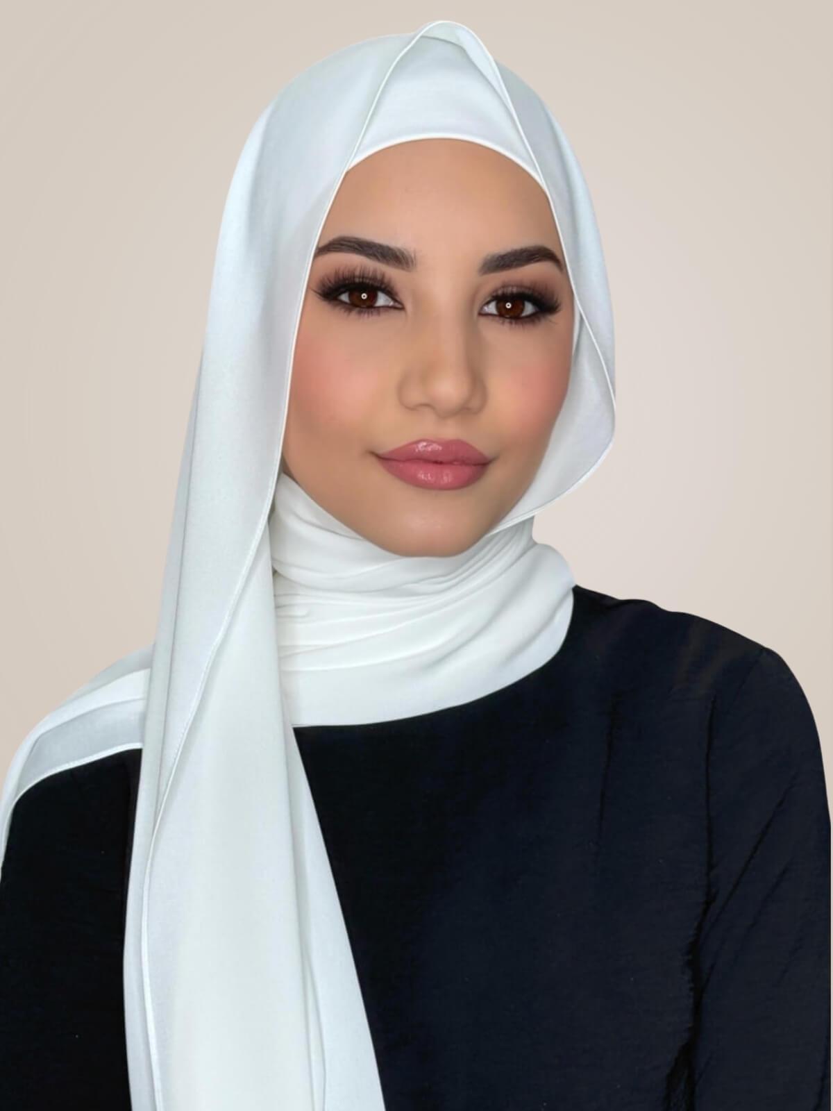 Matching Chiffon Hijab Set-White