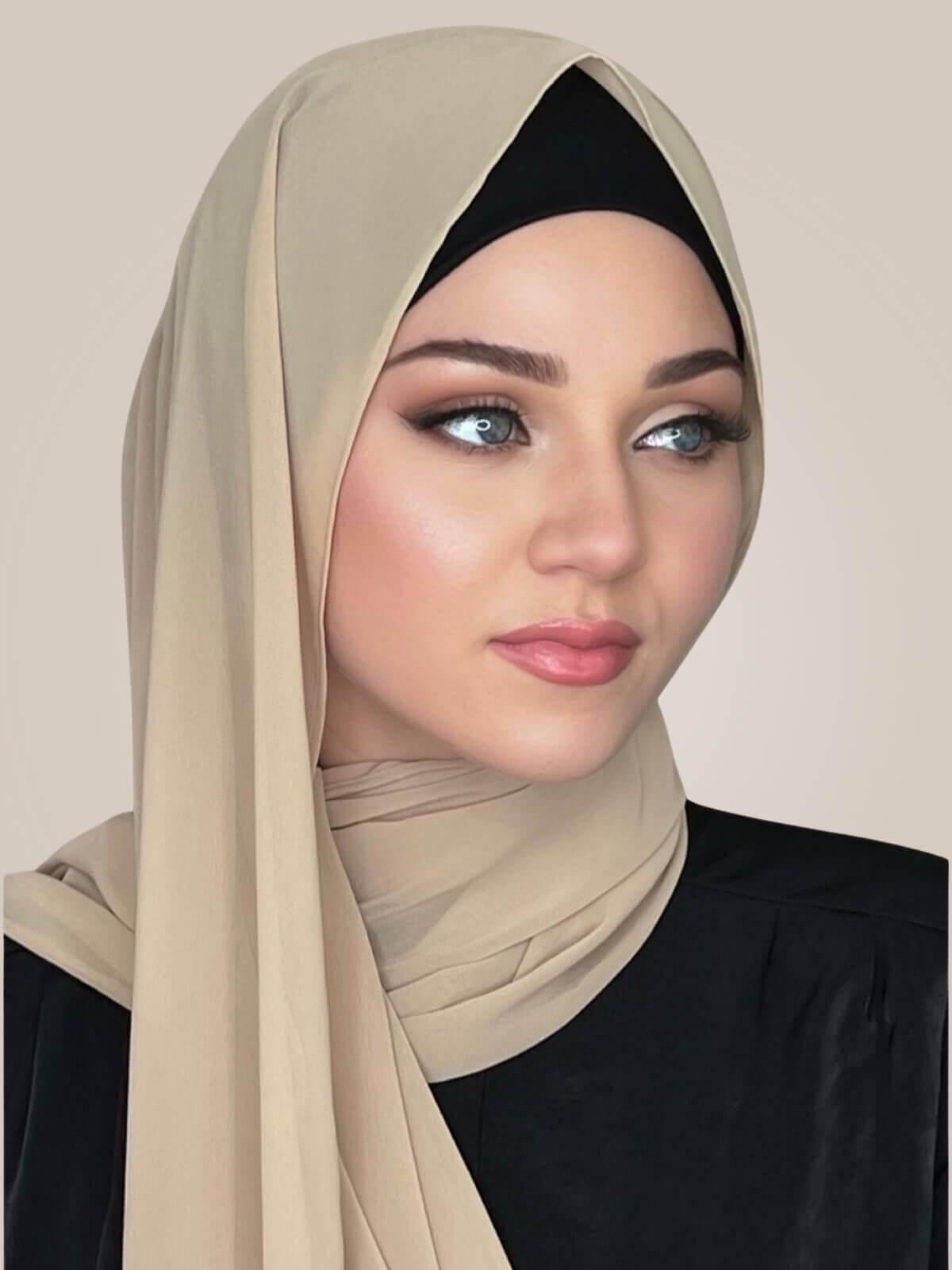 Luxury Chiffon Hijab-Frosted Almond