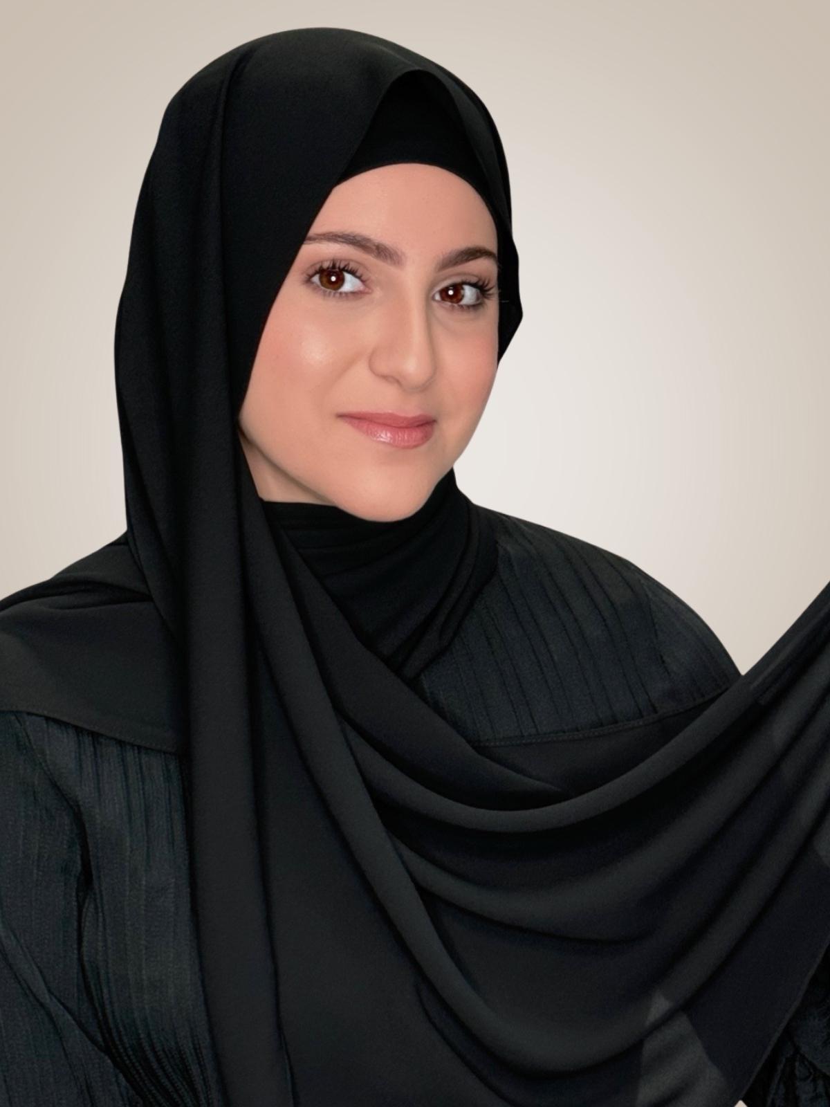 Modish Girl Matching Chiffon Hijab Set-Black