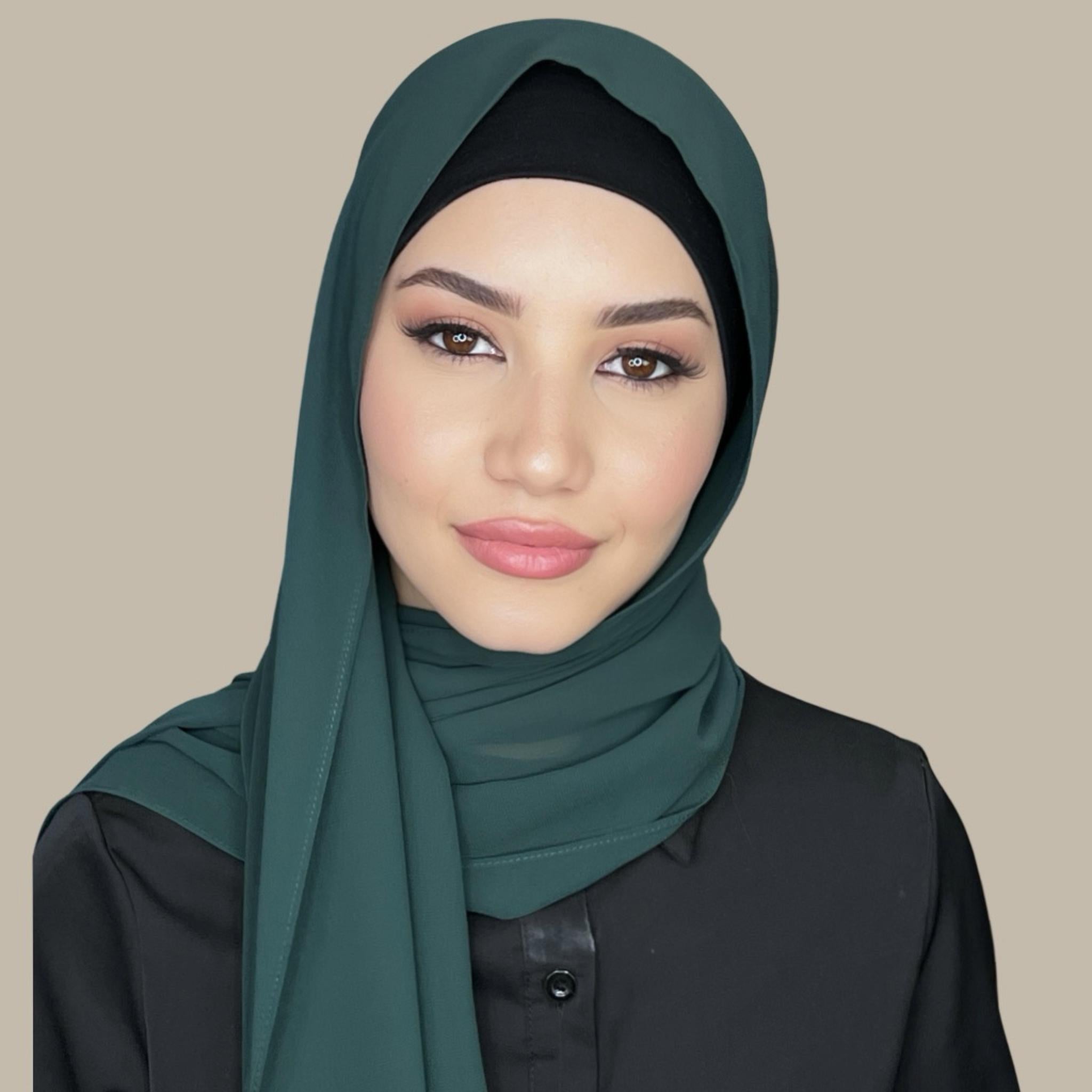 Luxury Chiffon Hijab-Deep Green - Modish Hijab