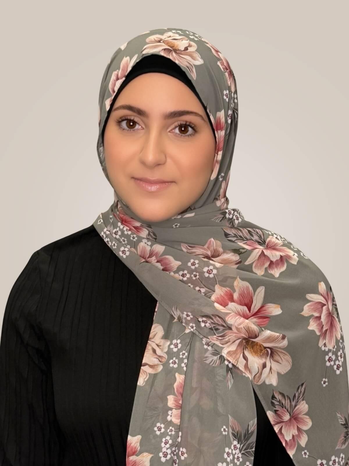 Modish Girl Printed Chiffon Hijab-Vintage Peony