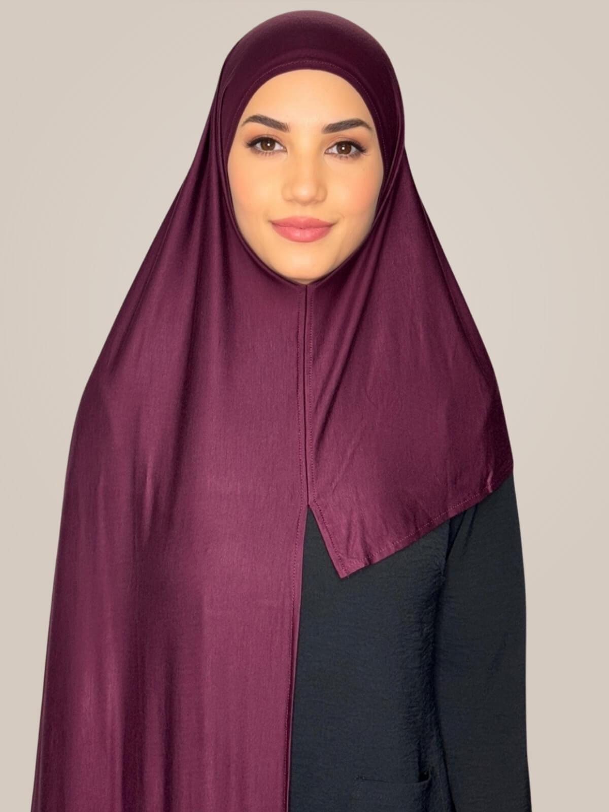 Pre-Sewn Jersey Hijab-Wine