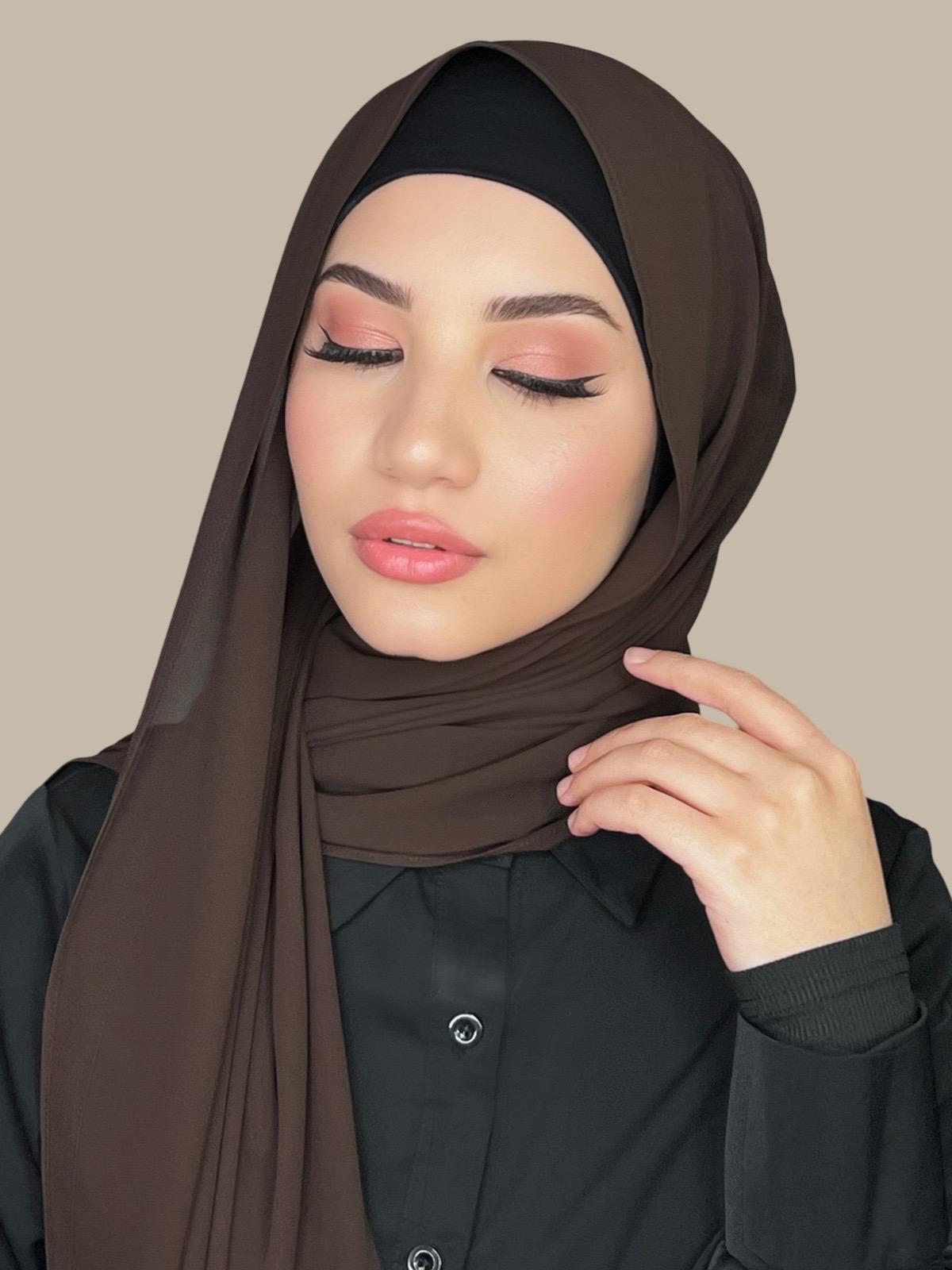 Luxury Chiffon Hijab-Brown