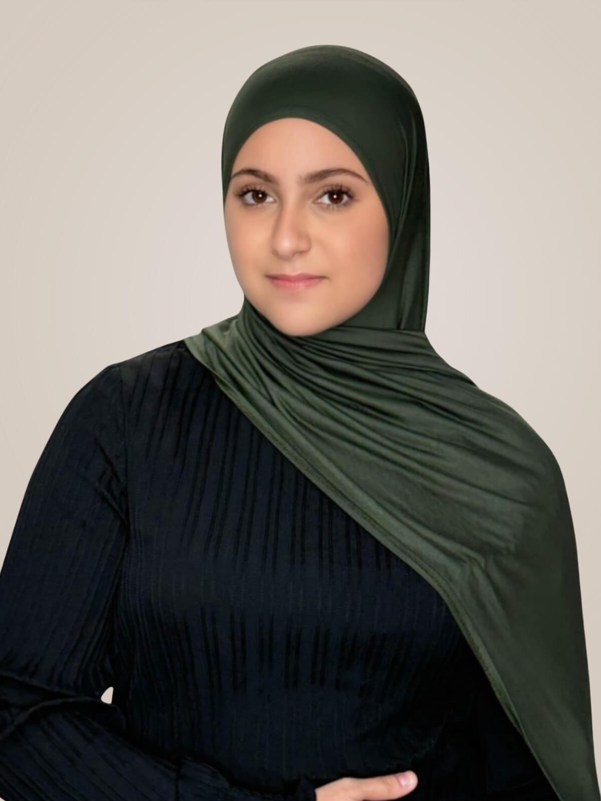 Modish Girl Pre-Sewn Jersey Hijab-Army Green