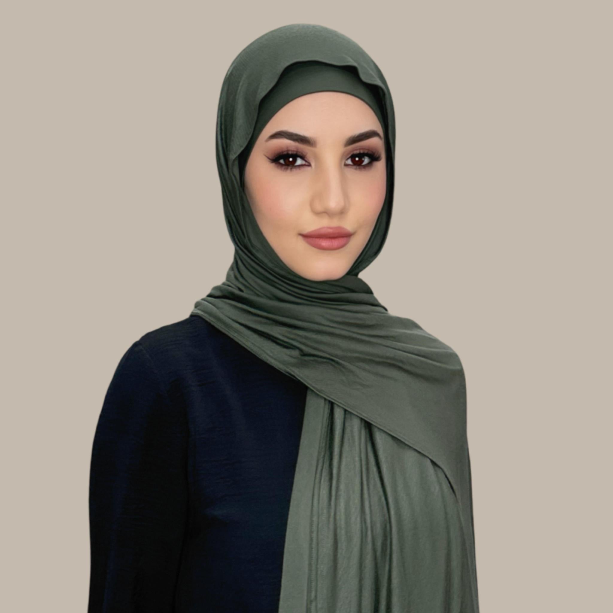 Premium Jersey Hijab-Army Green