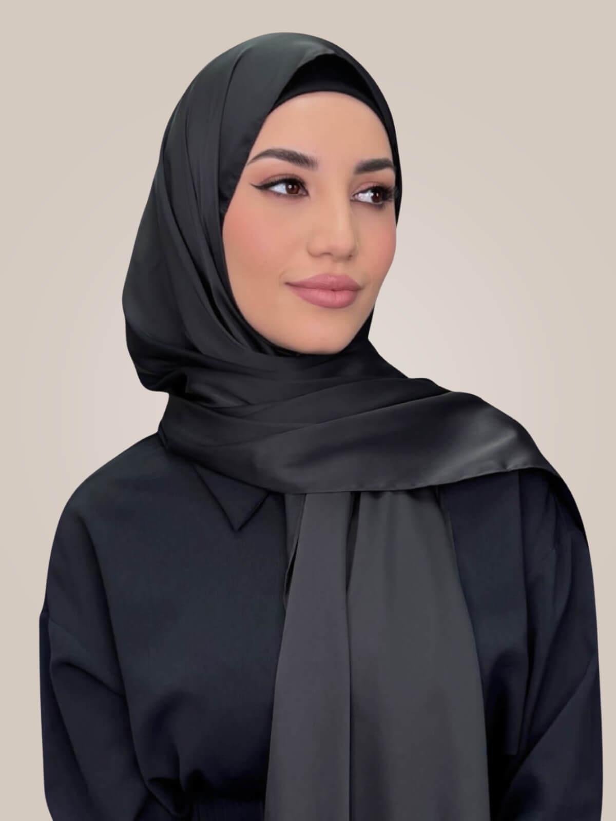 Premium Satin Hijab-Coal