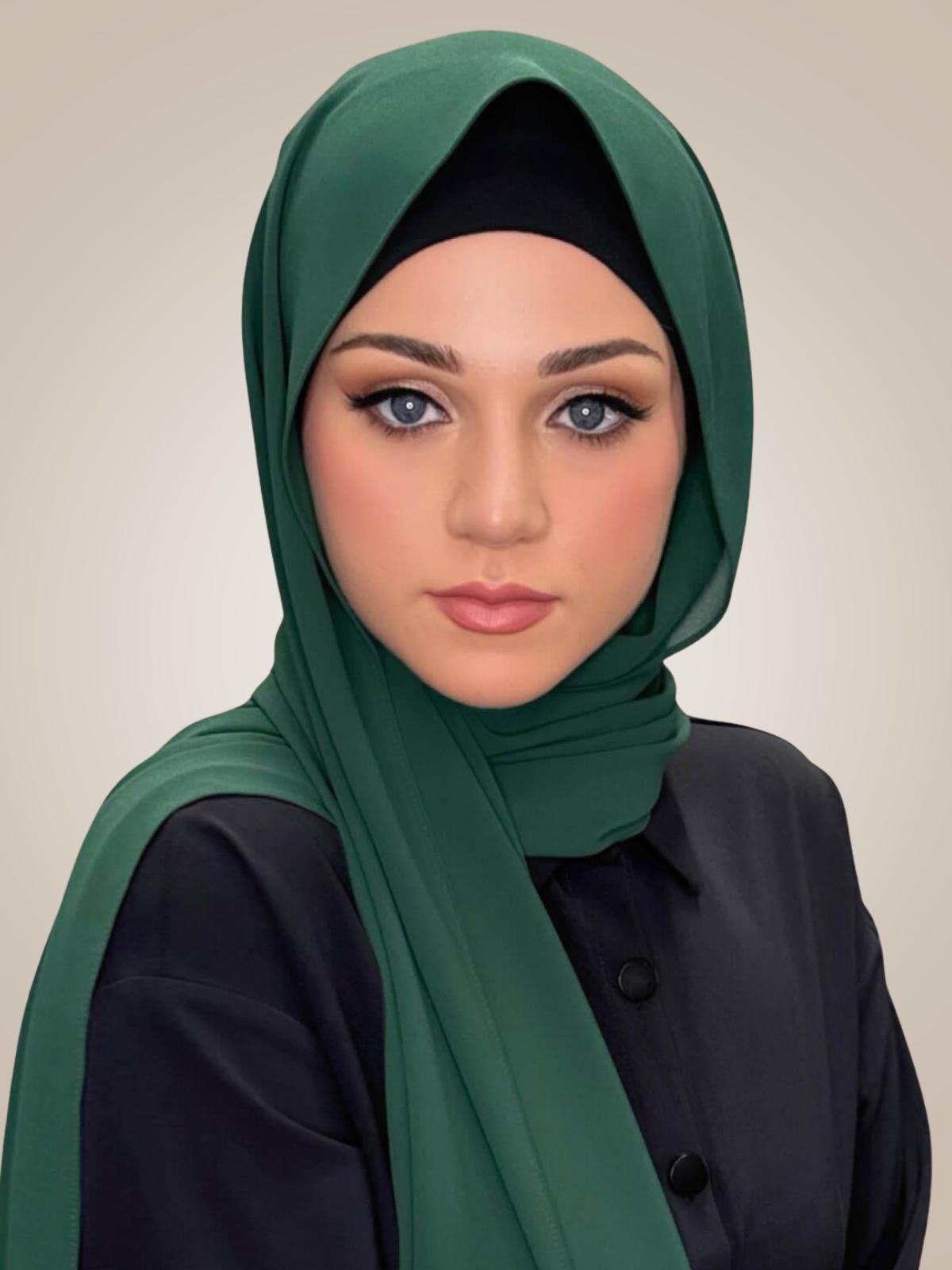 Classic Chiffon Hijab-Forrest Green