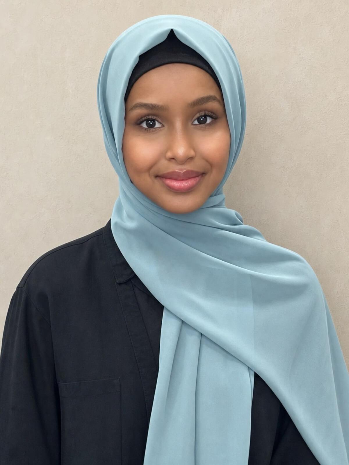 Luxury Chiffon Hijab-Pale Cyan