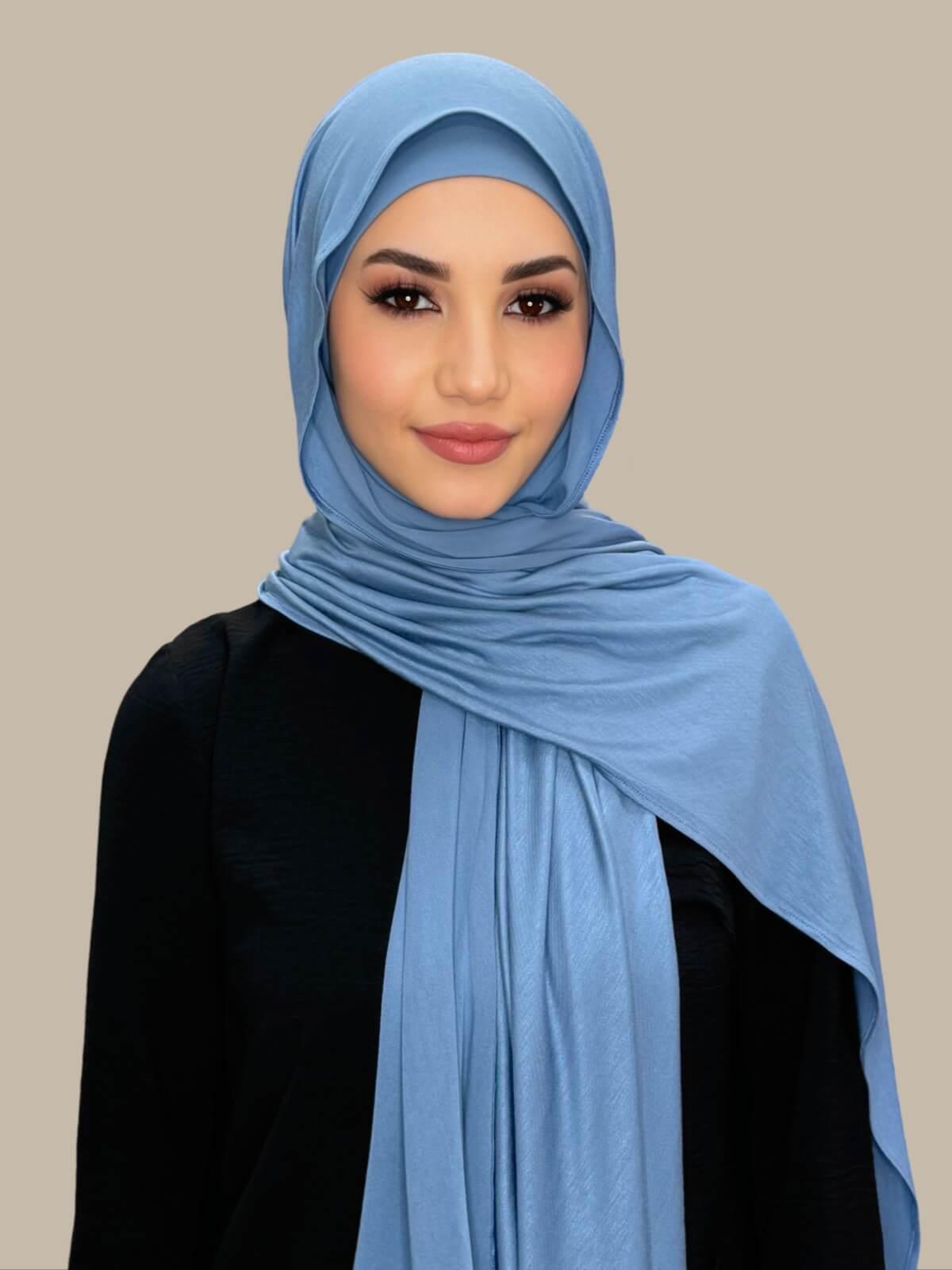 Premium Jersey Hijab-Blue Grey