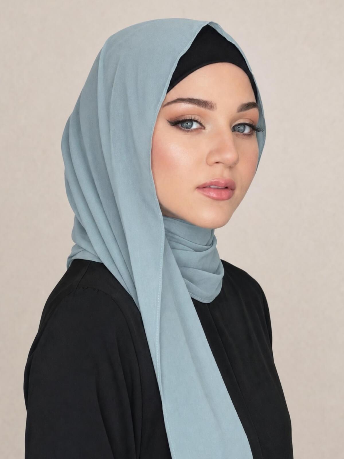 Luxury Chiffon Hijab-Stone Green