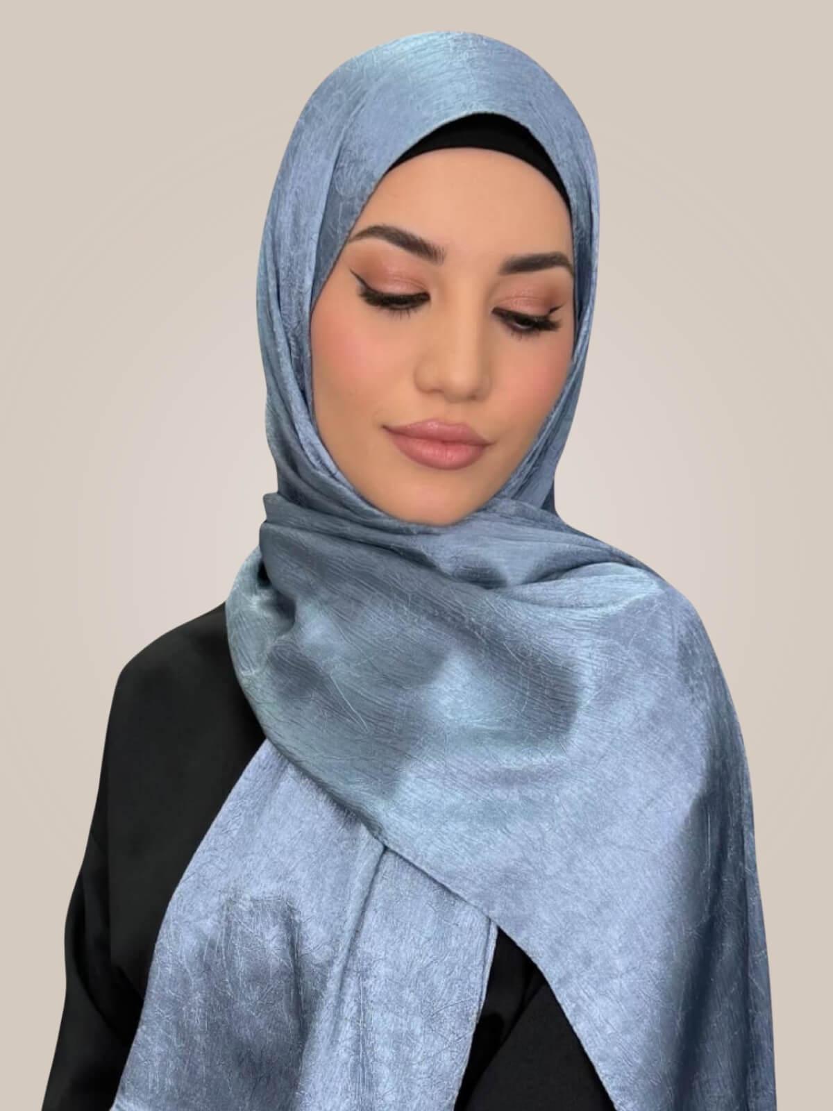 Classic Satin Hijab-Jean Blue