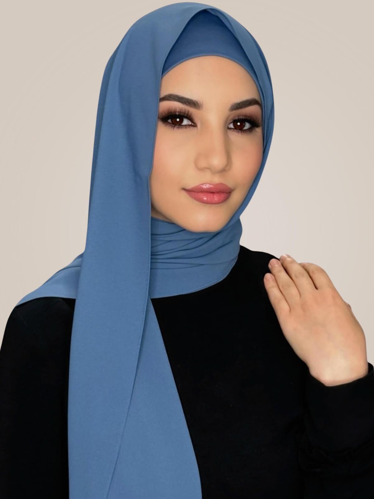 Matching Chiffon Hijab Set-Cool Blue