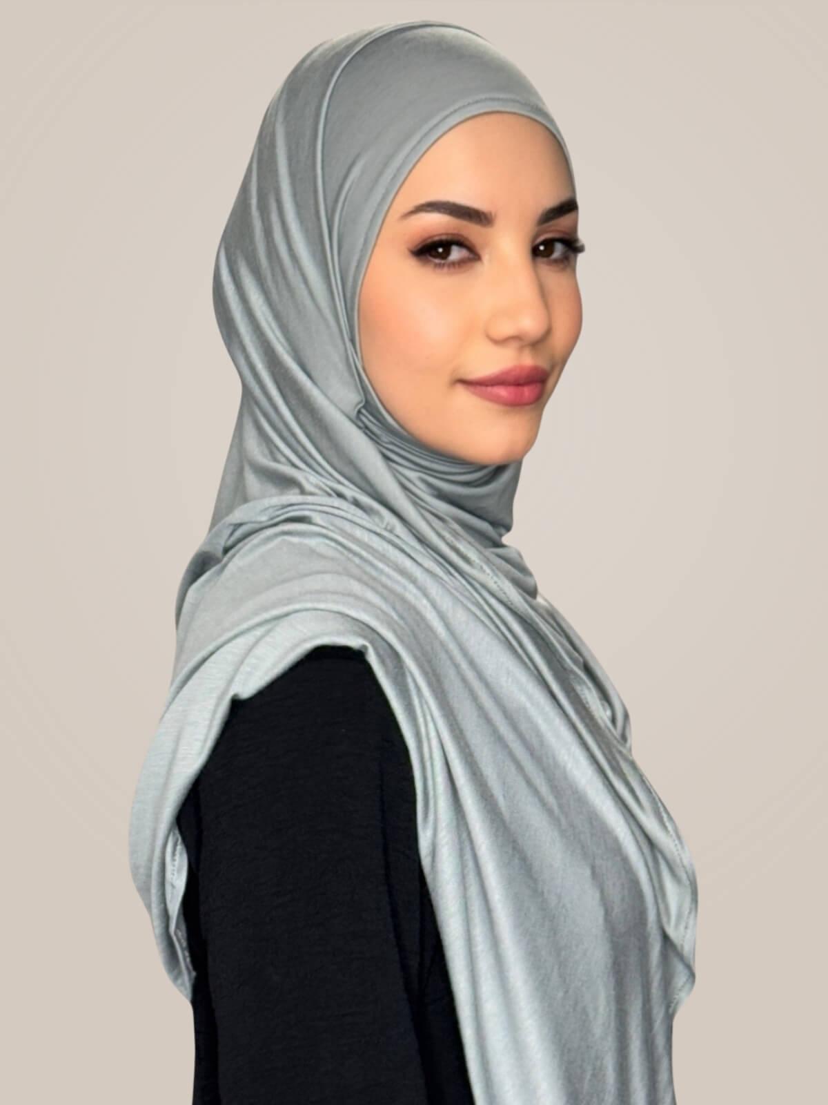 Pre-Sewn Jersey Hijab-Stone Green