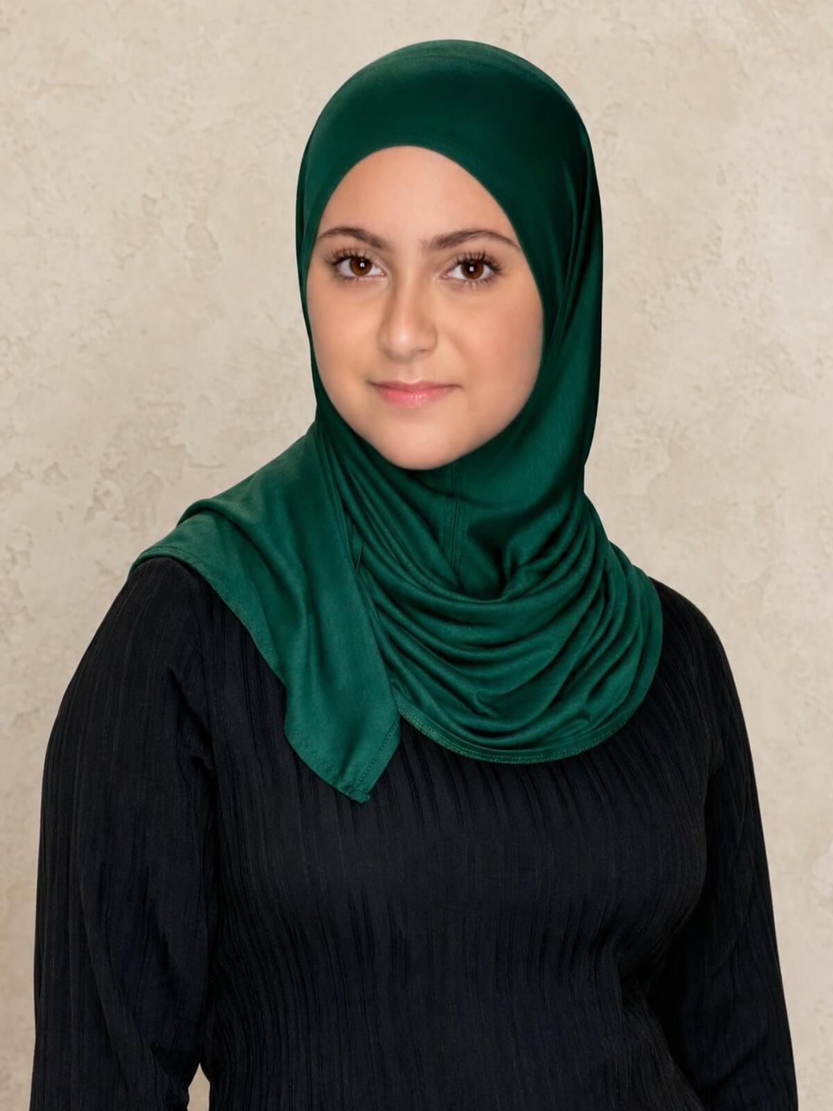 Modish Girl Pre-Sewn Jersey hijab-Forrest Green