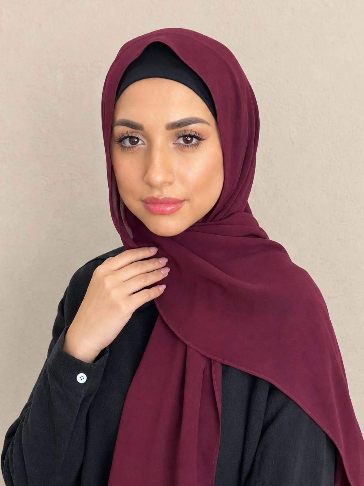 Luxury Chiffon Hijab-Mahogany