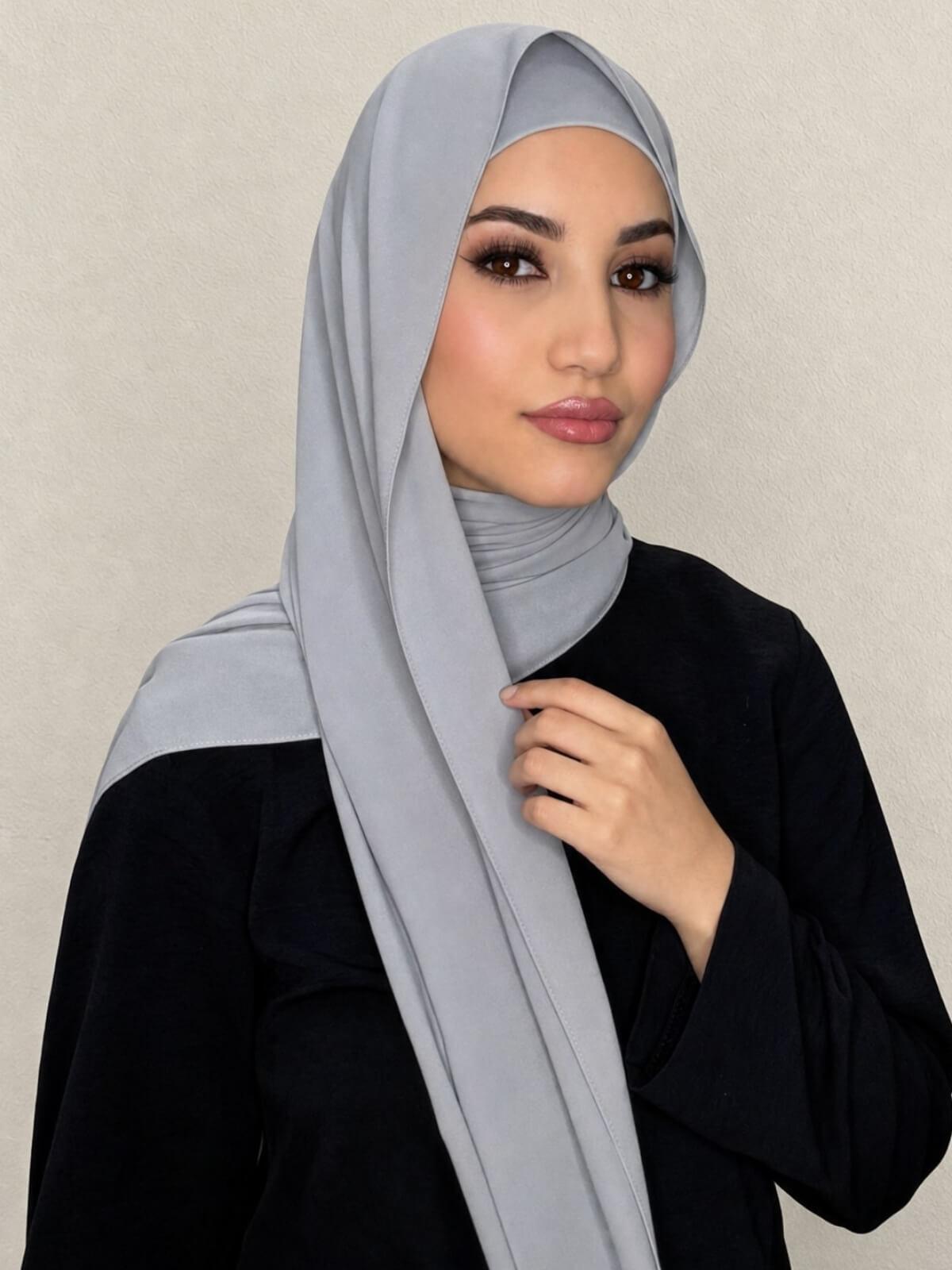 Matching Chiffon Hijab Set-Dolphin Gray