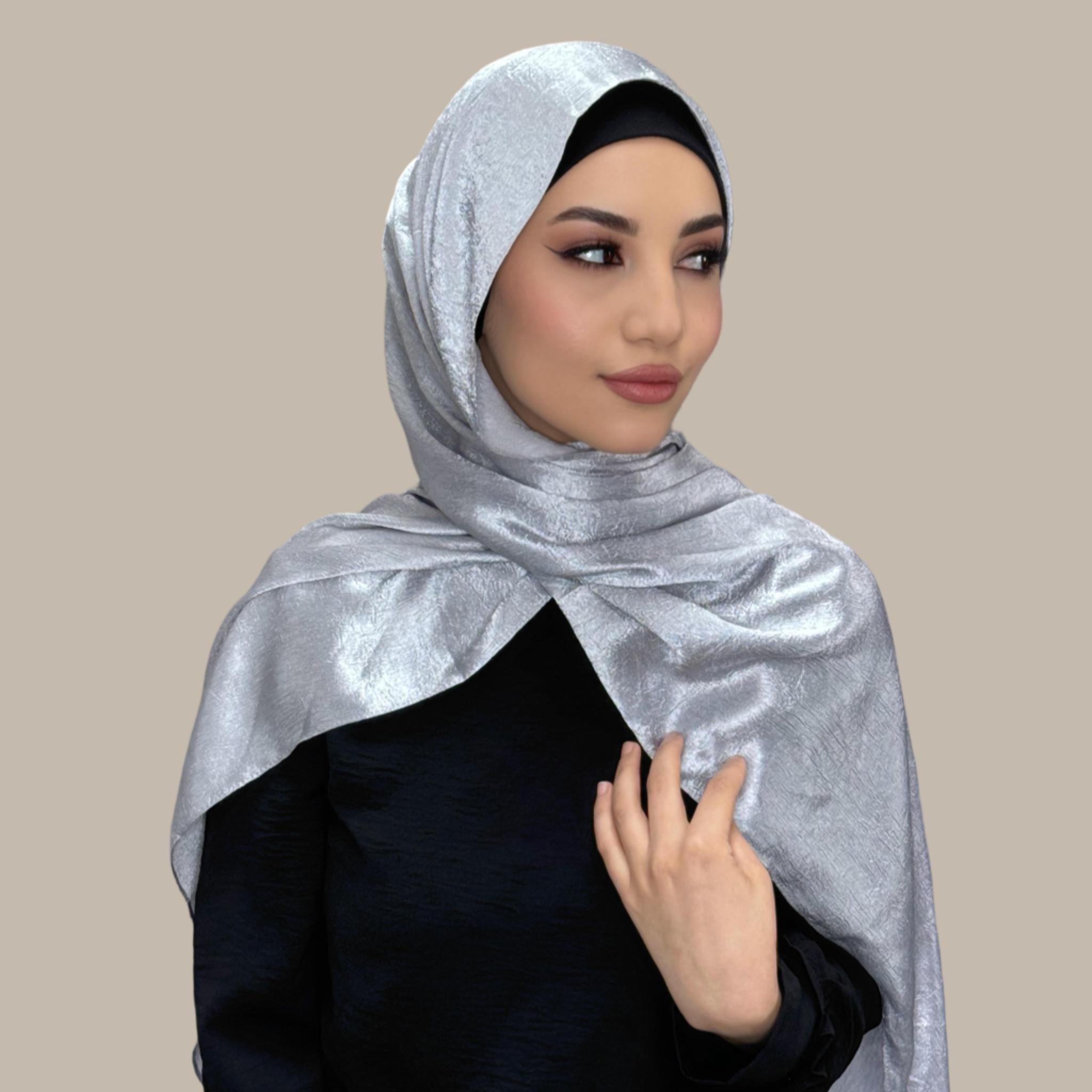 Classic Satin Hijab-Silver