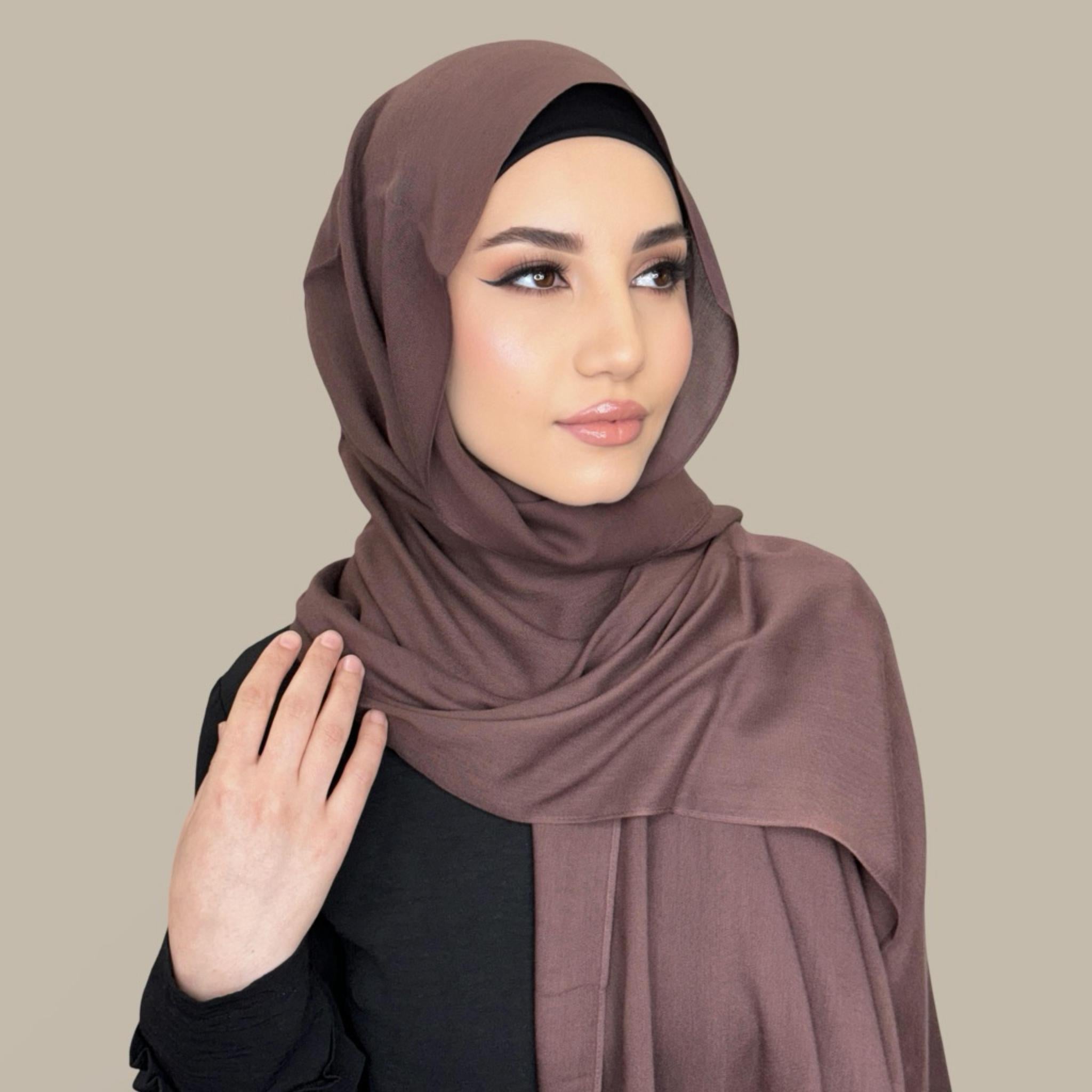 Cotton Modal Hijab-Raisin Brown - Modish Hijab