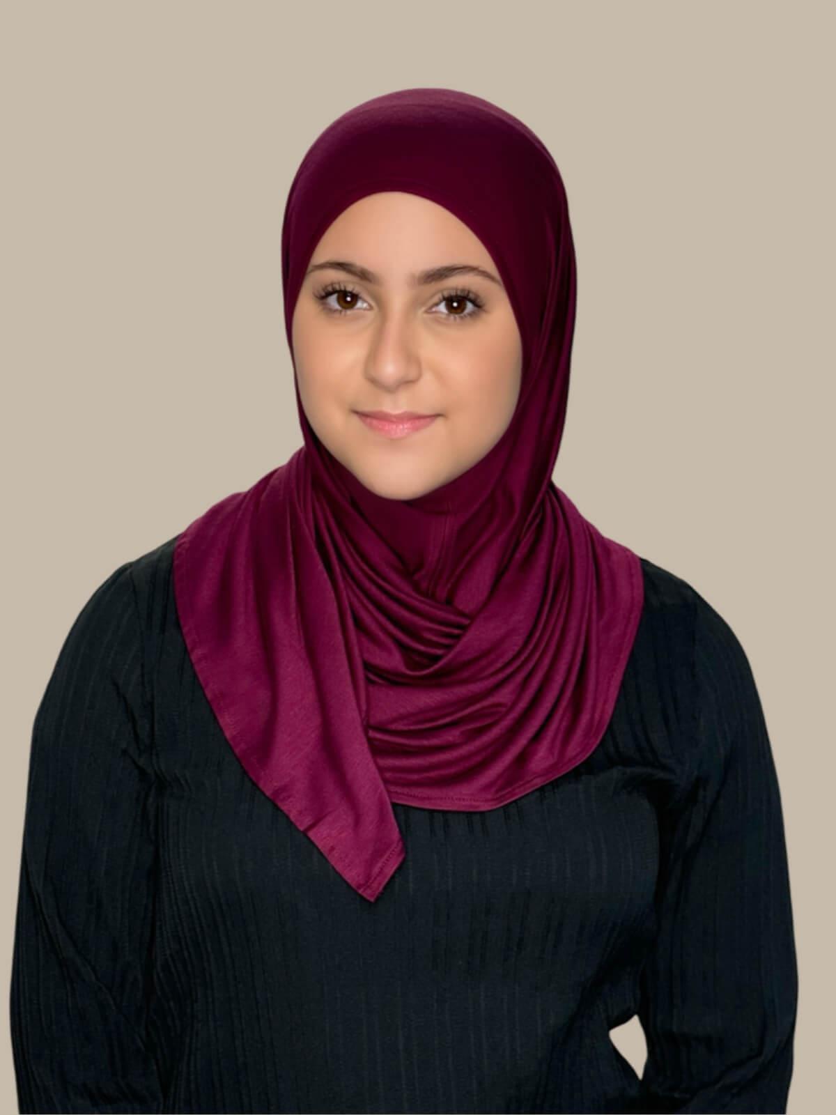 Modish Girl Pre-Sewn Jersey Hijab-Burgundy