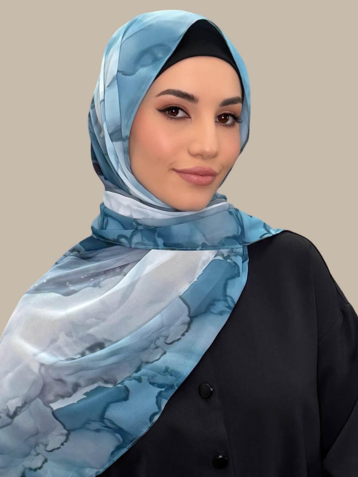Printed Chiffon Hijab-Tidal Teal