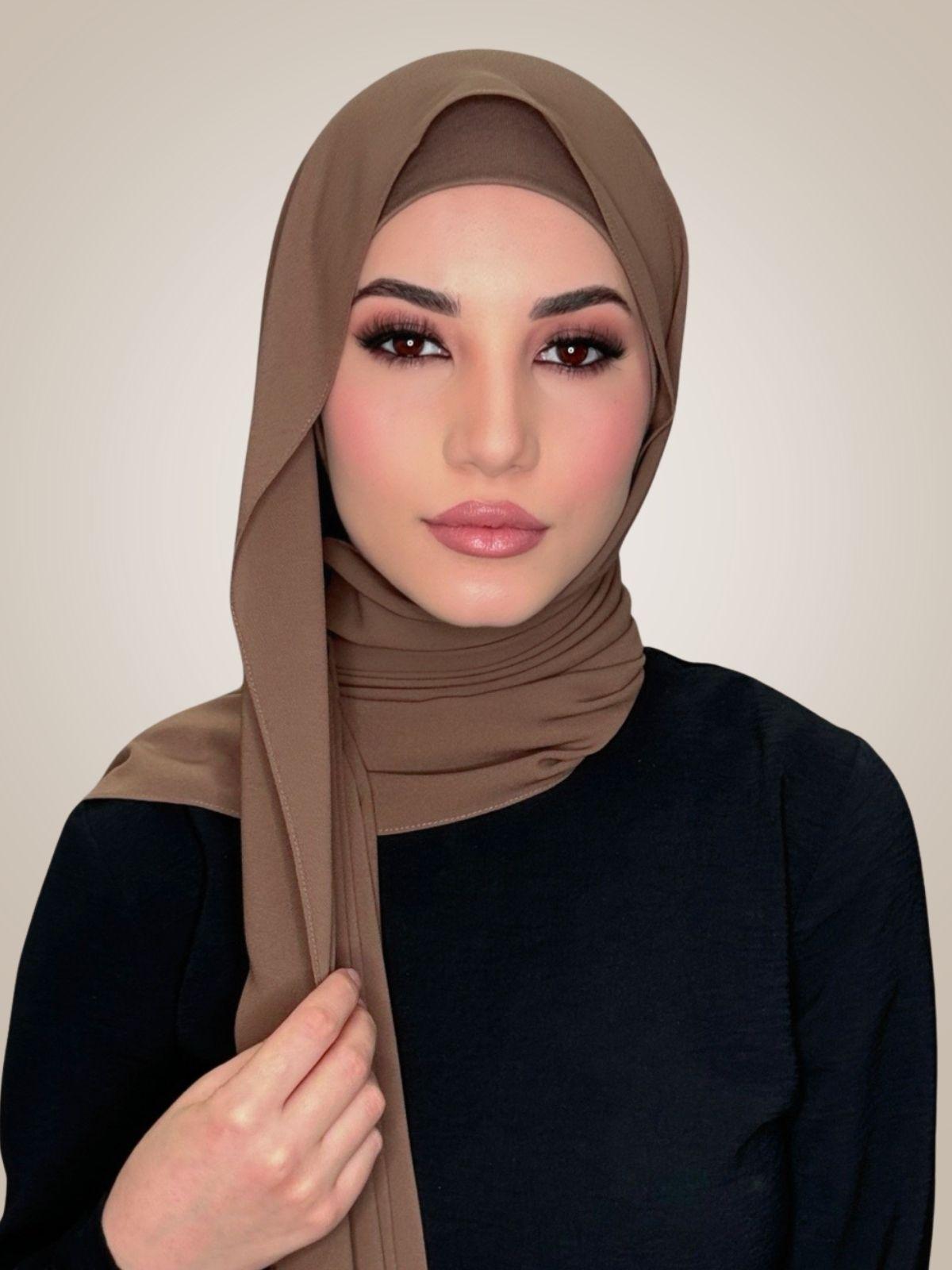 Matching Chiffon Hijab Set-Walnut Brown
