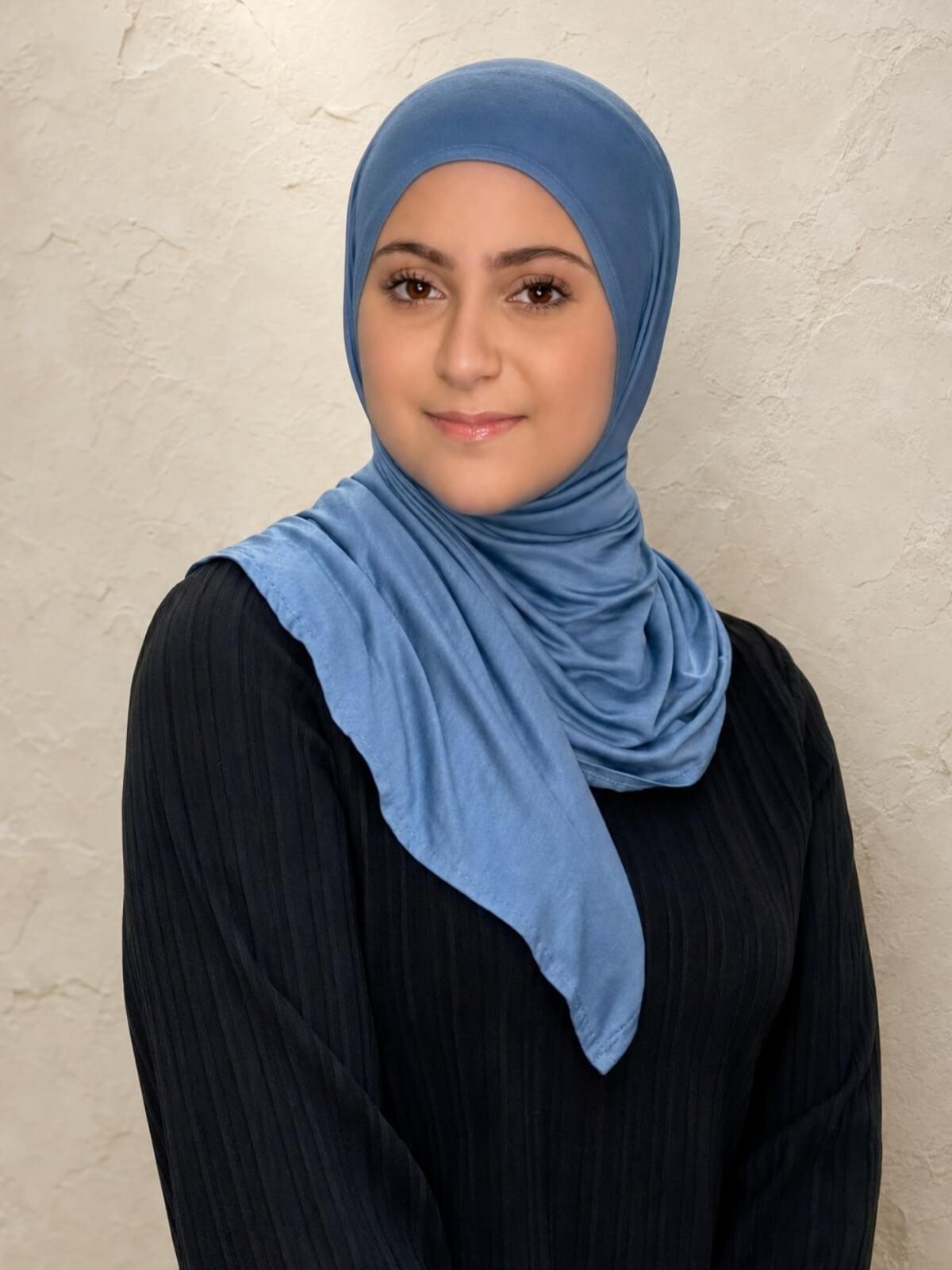 Modish Girl Pre-Sewn Jersey Hijab-Blue Grey
