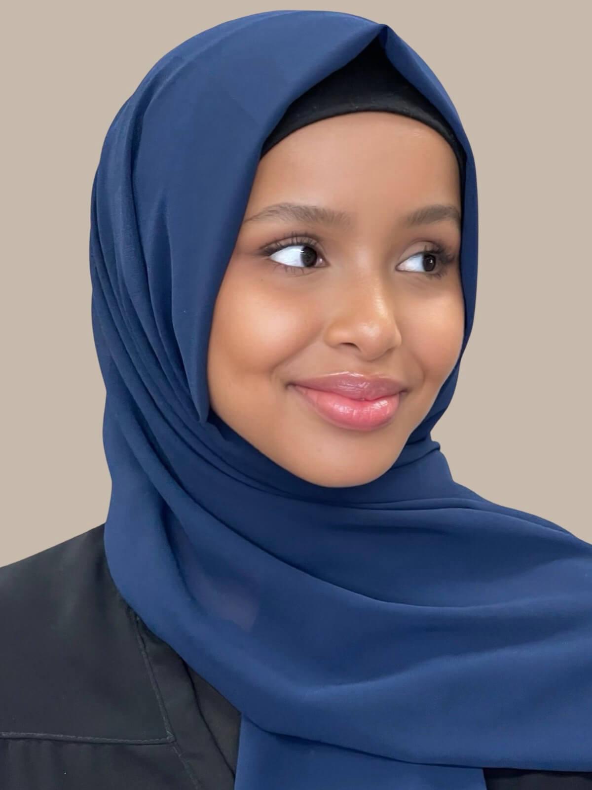 navy blue chiffon hijab