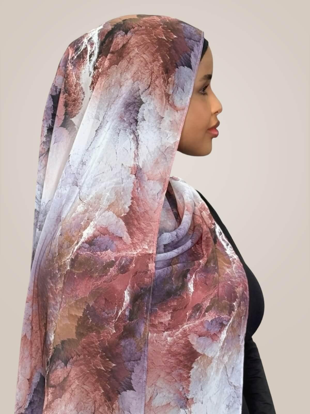 Printed Chiffon Hijab-Muted Mirage